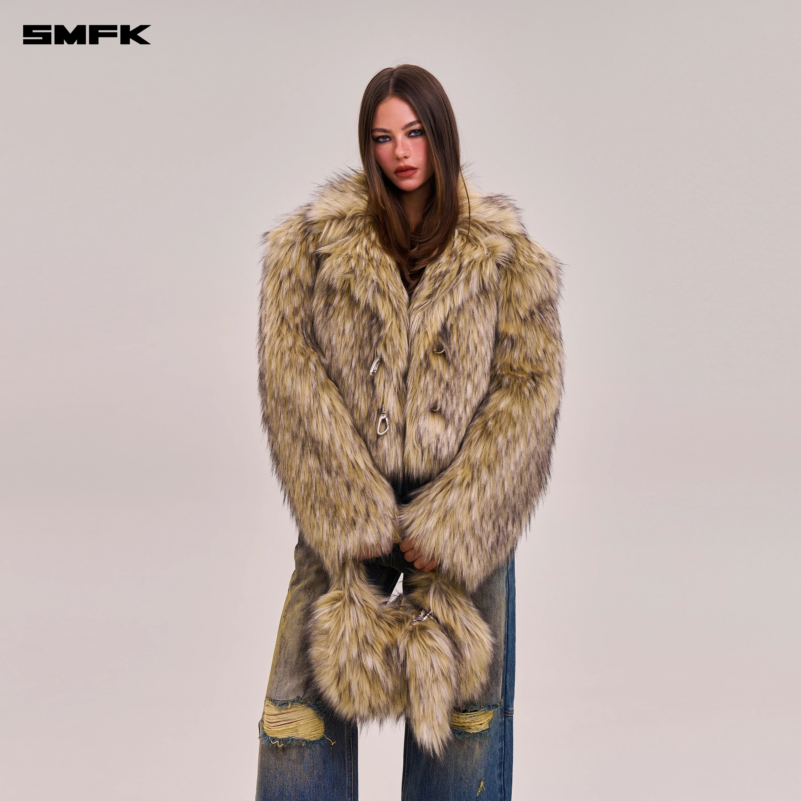 COMPASS COBBLE FURRY BAG/SMALL WOLF BROWN - Image 5