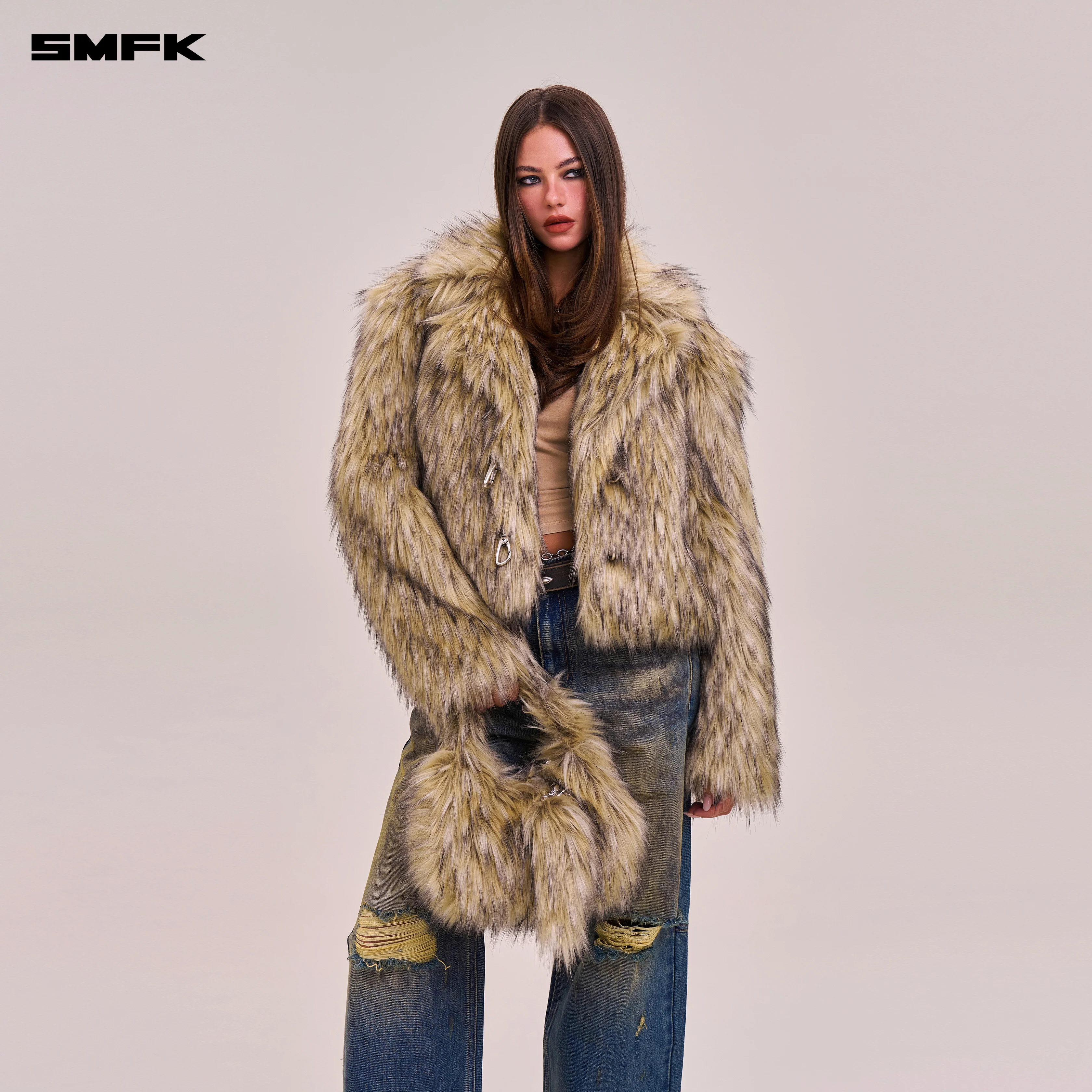 COMPASS COBBLE FURRY BAG/SMALL WOLF BROWN - Image 6