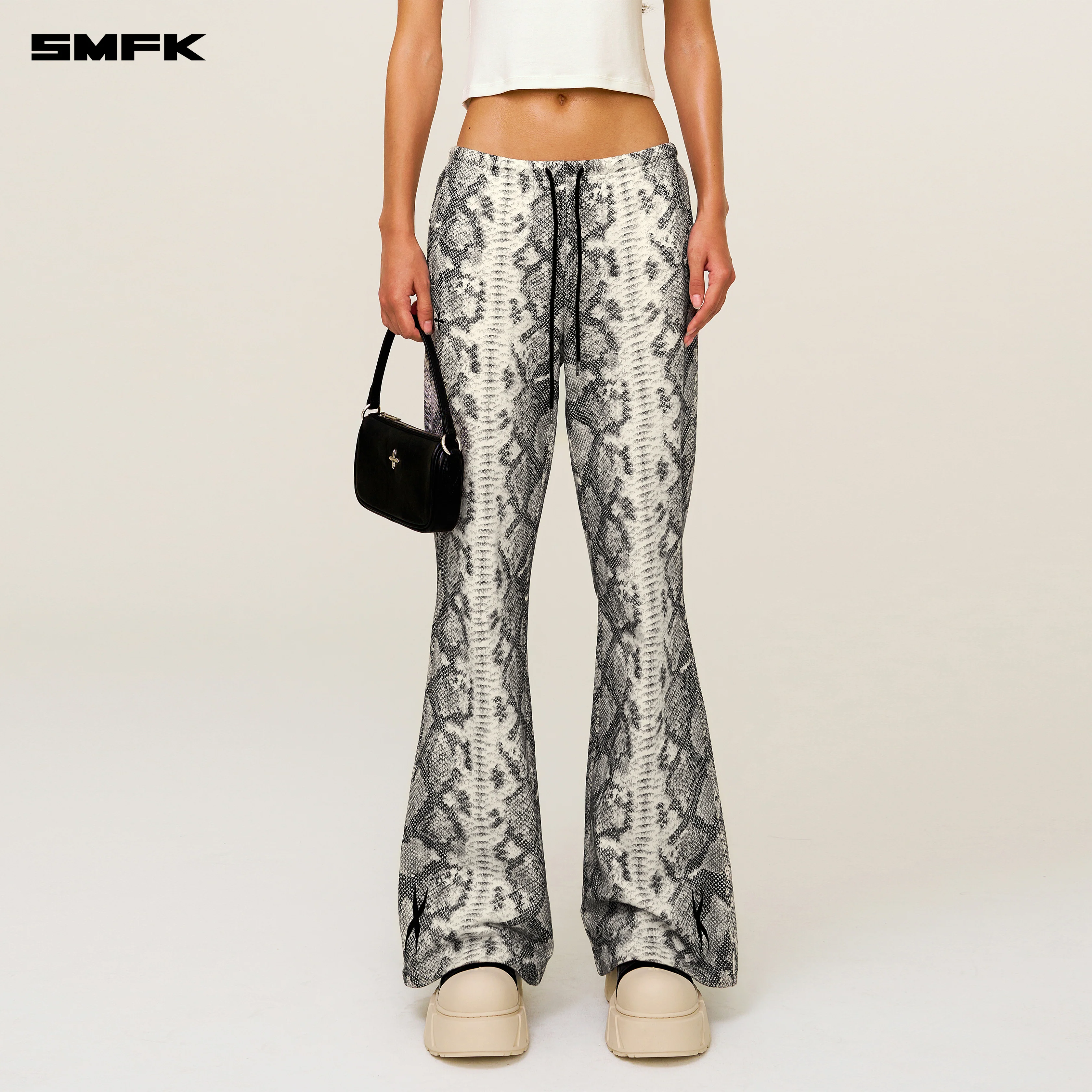 COMPASS Cross Classic Wide-Leg Flared Sweatpants In Snake Pattern - Image 5