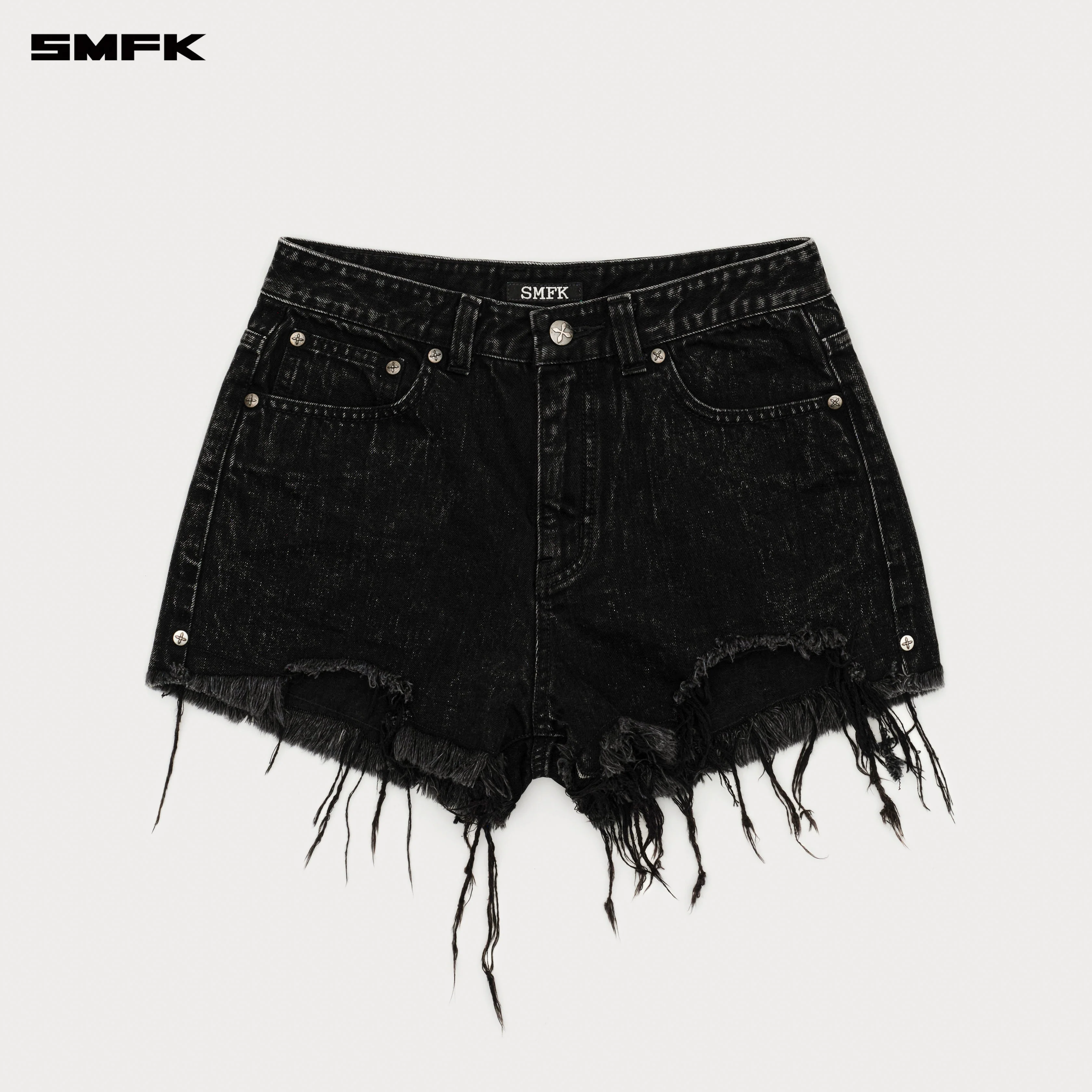 Compass Cross Classic Wild Denim Shorts in Black - Image 7