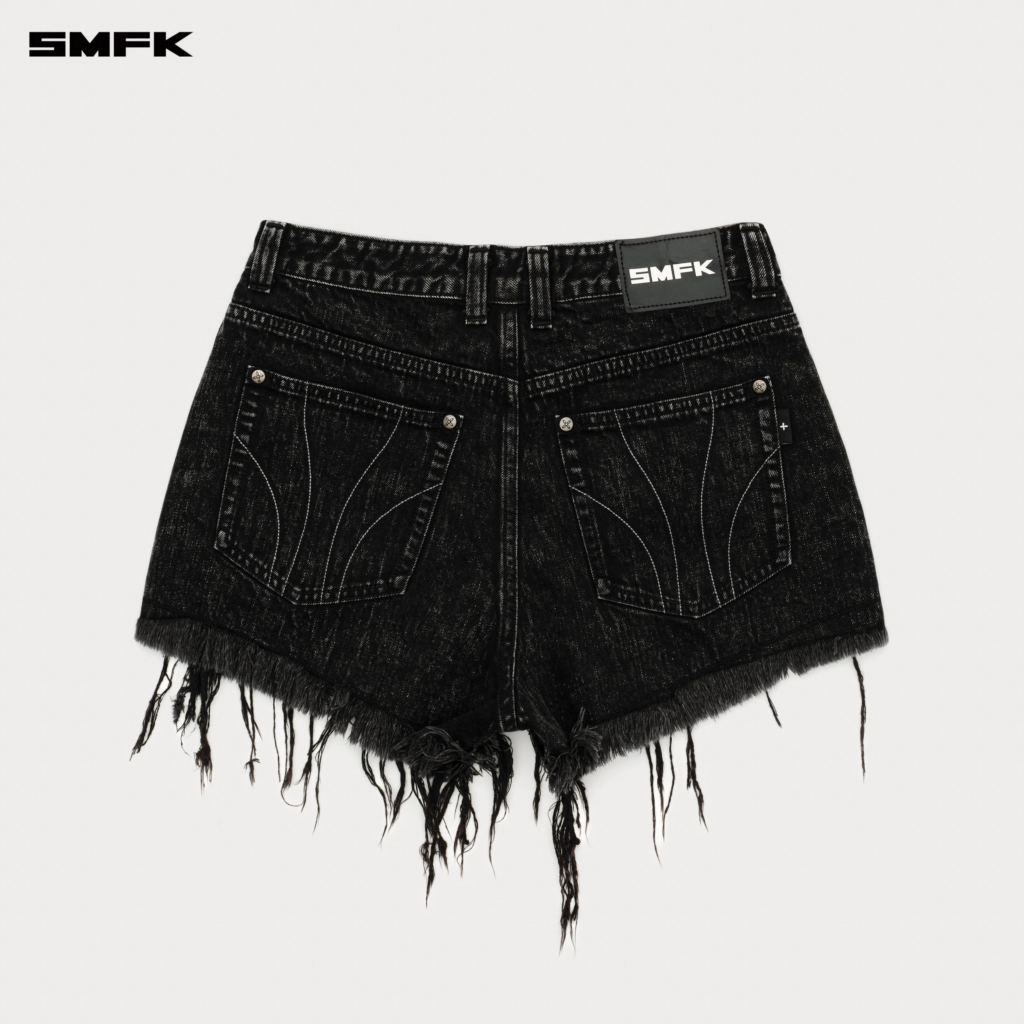 Compass Cross Classic Wild Denim Shorts in Black - Image 8