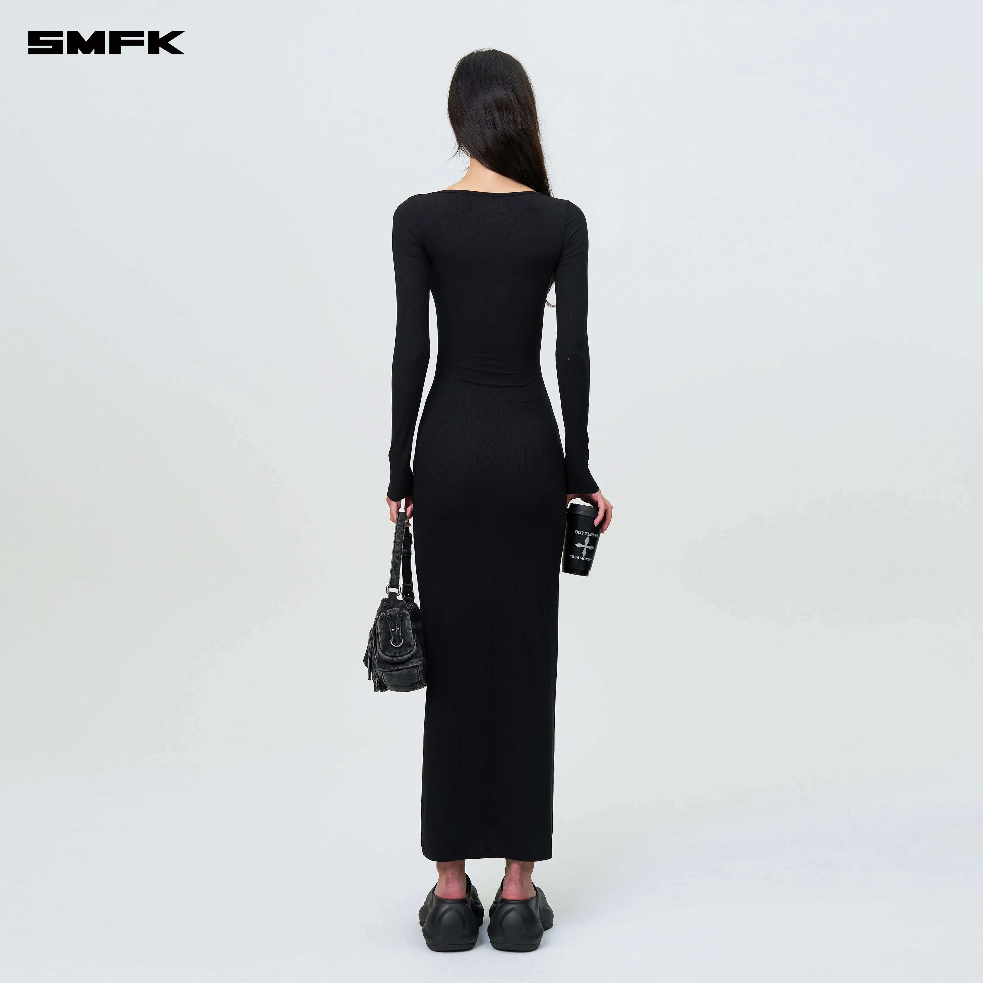 Compass Hug Skin One-Piece Long Dress Black - Image 3