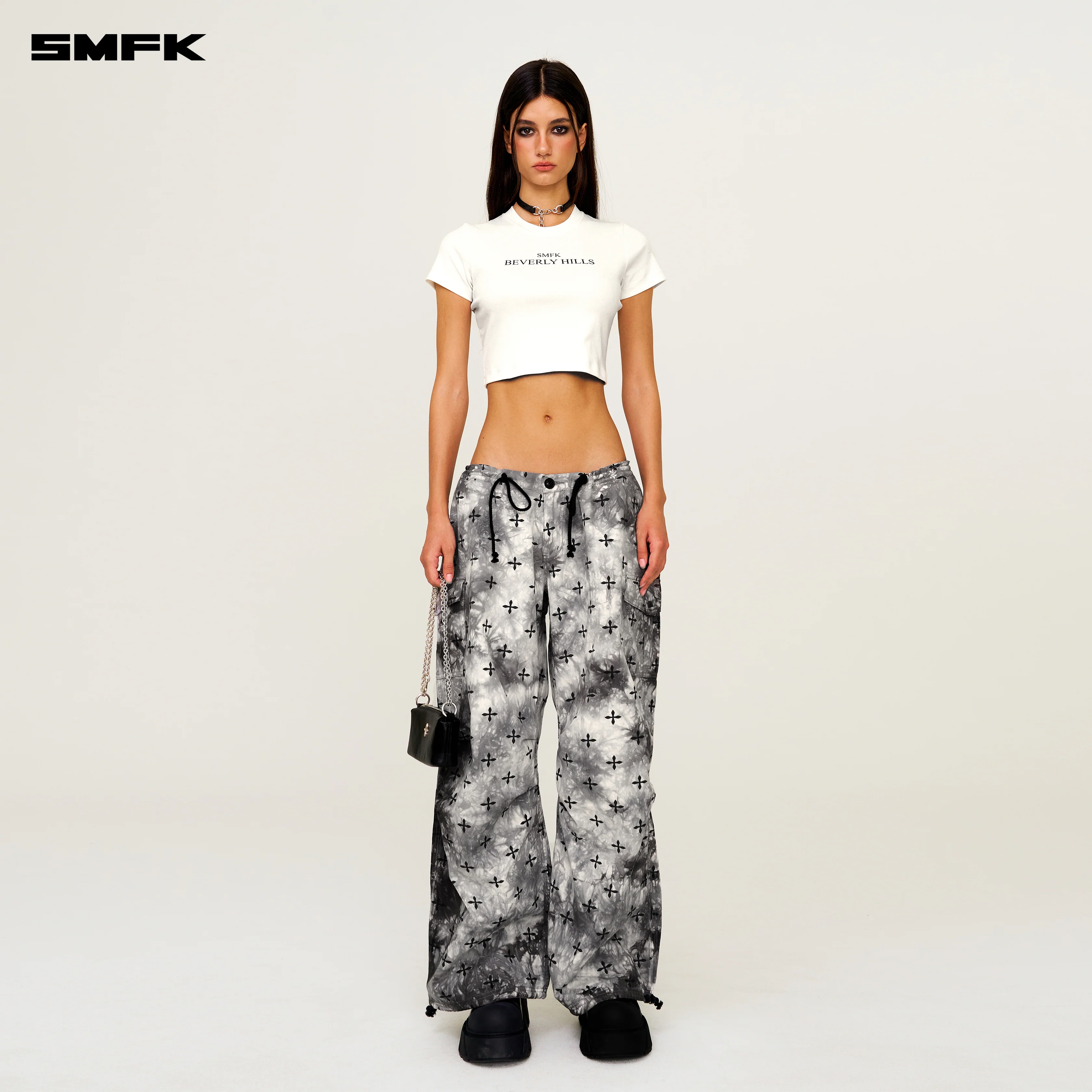 Compass Ink Garden Tie-Dye Hunting Paratrooper Pants Black and White