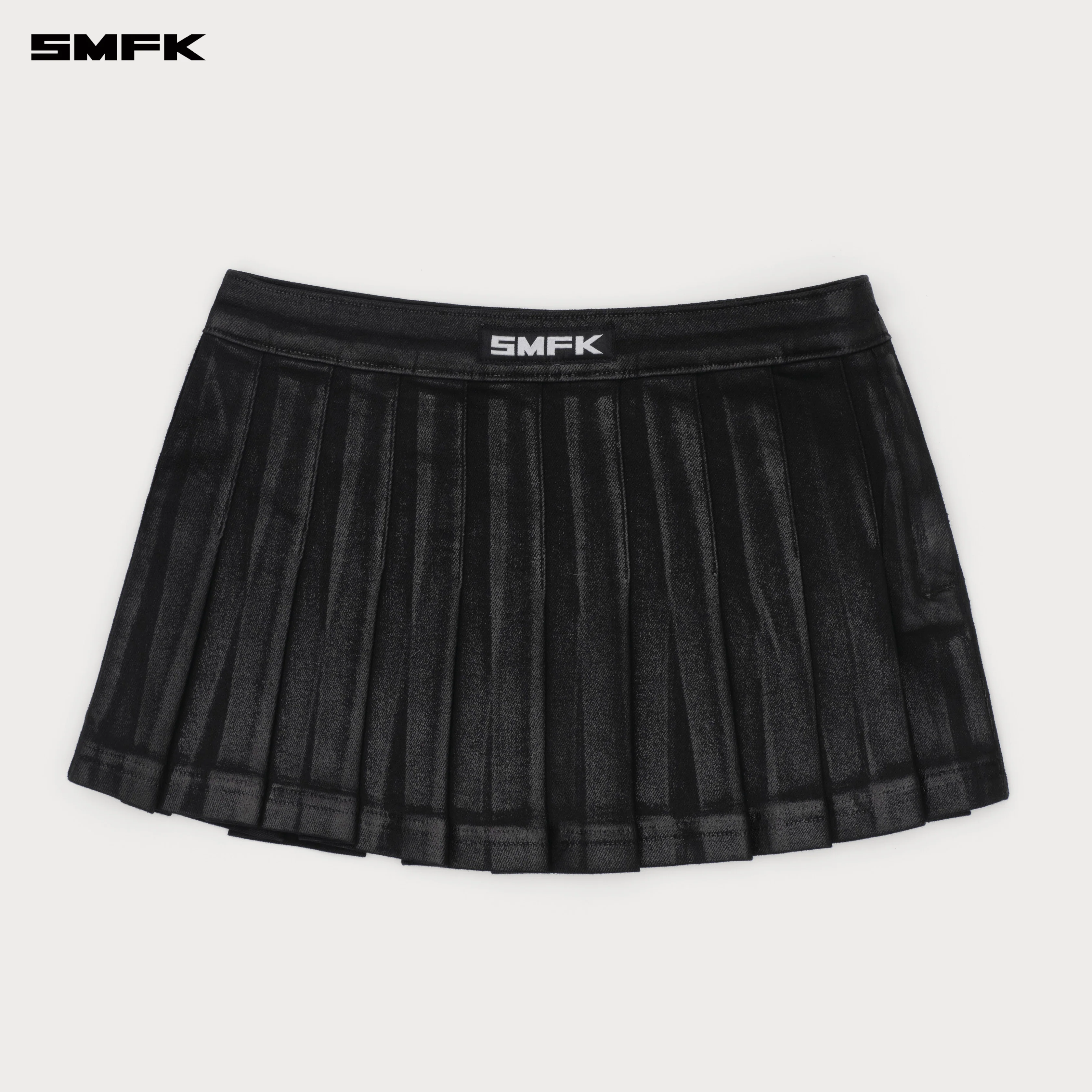 Compass Lightning Denim Pleated Skirt Black - Image 6