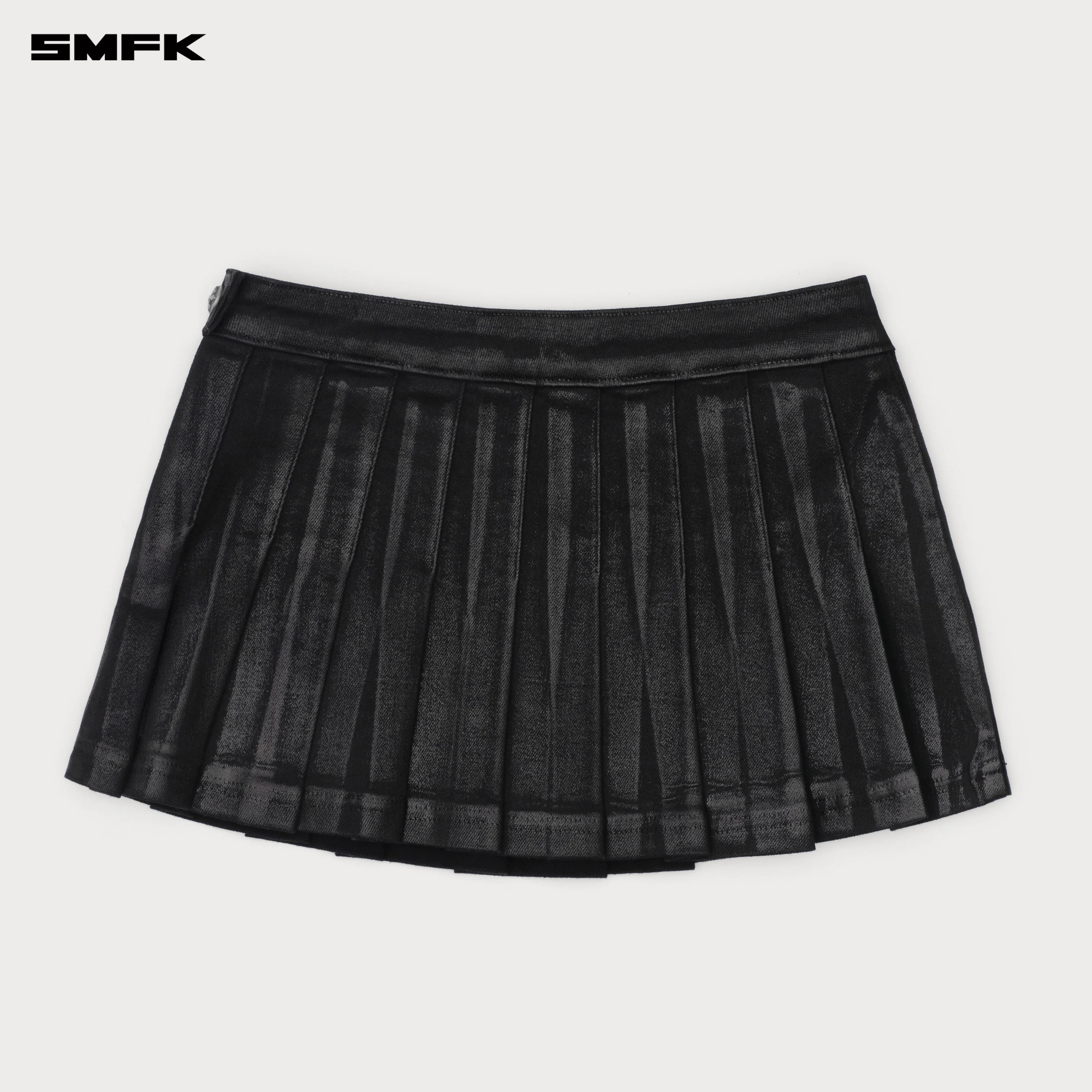 Compass Lightning Denim Pleated Skirt Black - Image 7