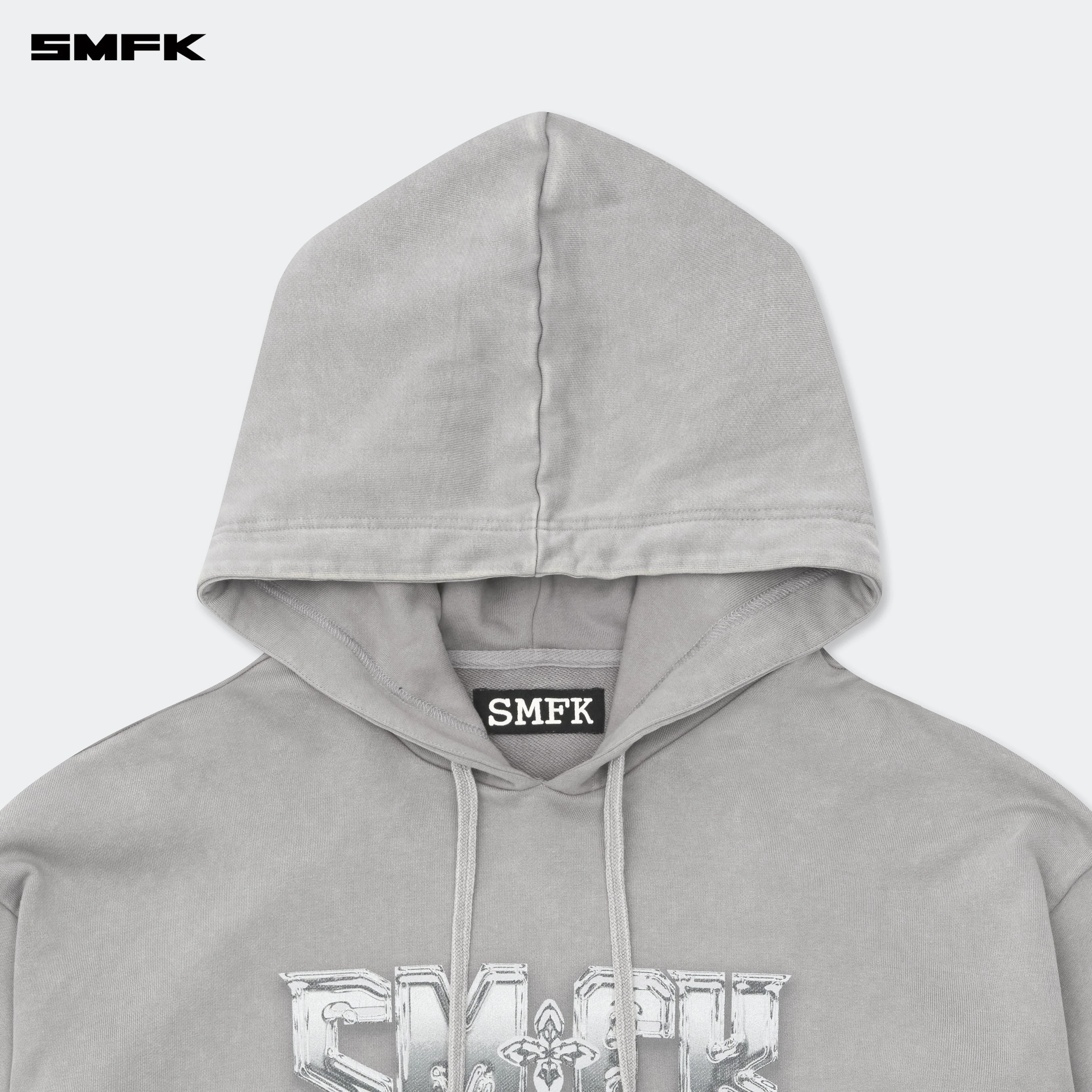 Compass Metal Rock Loose Hoodie Gray - Image 7