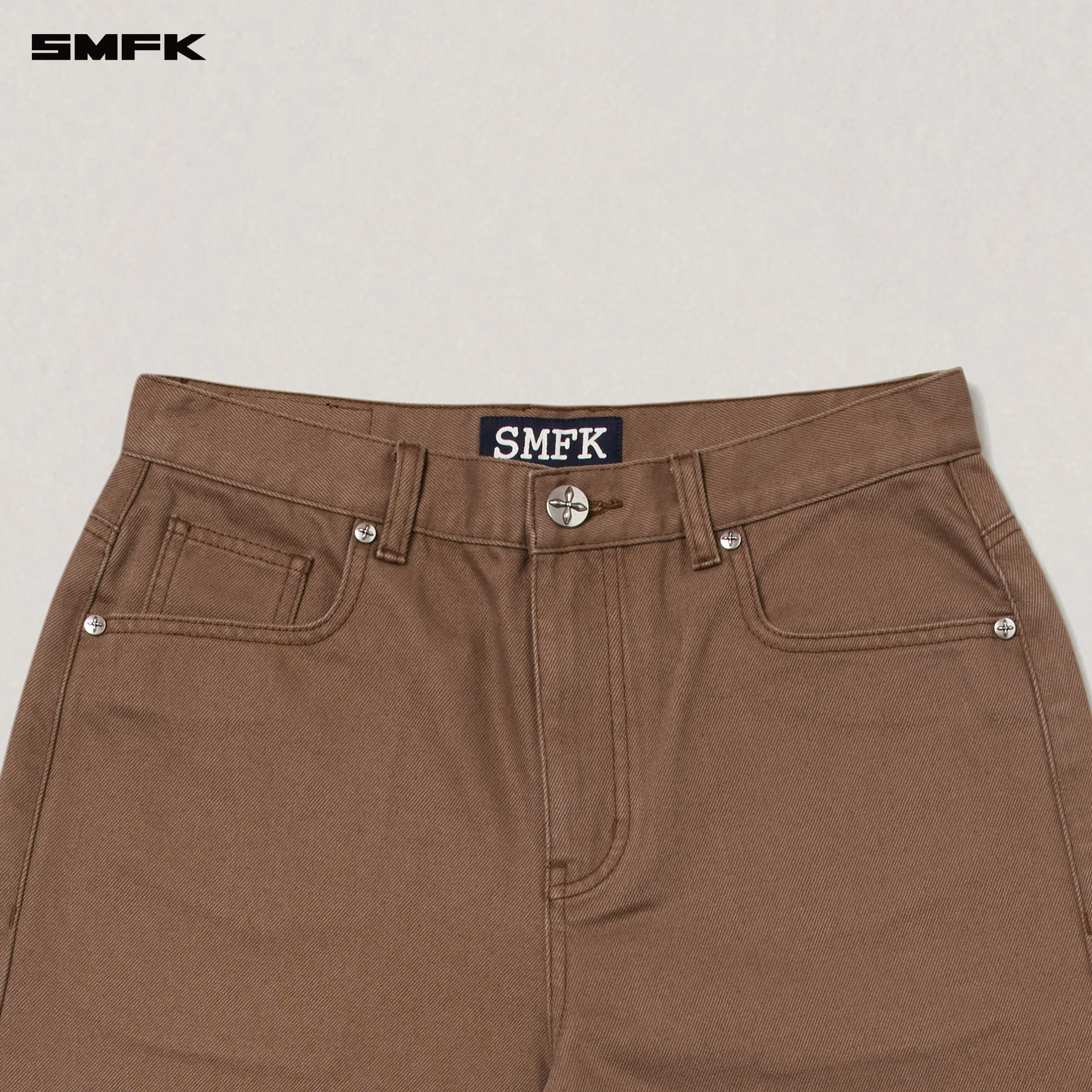 COMPASS MODE LOOSE STRAIGHT DENIM PANTS WILD HORSE BROWN - Image 8