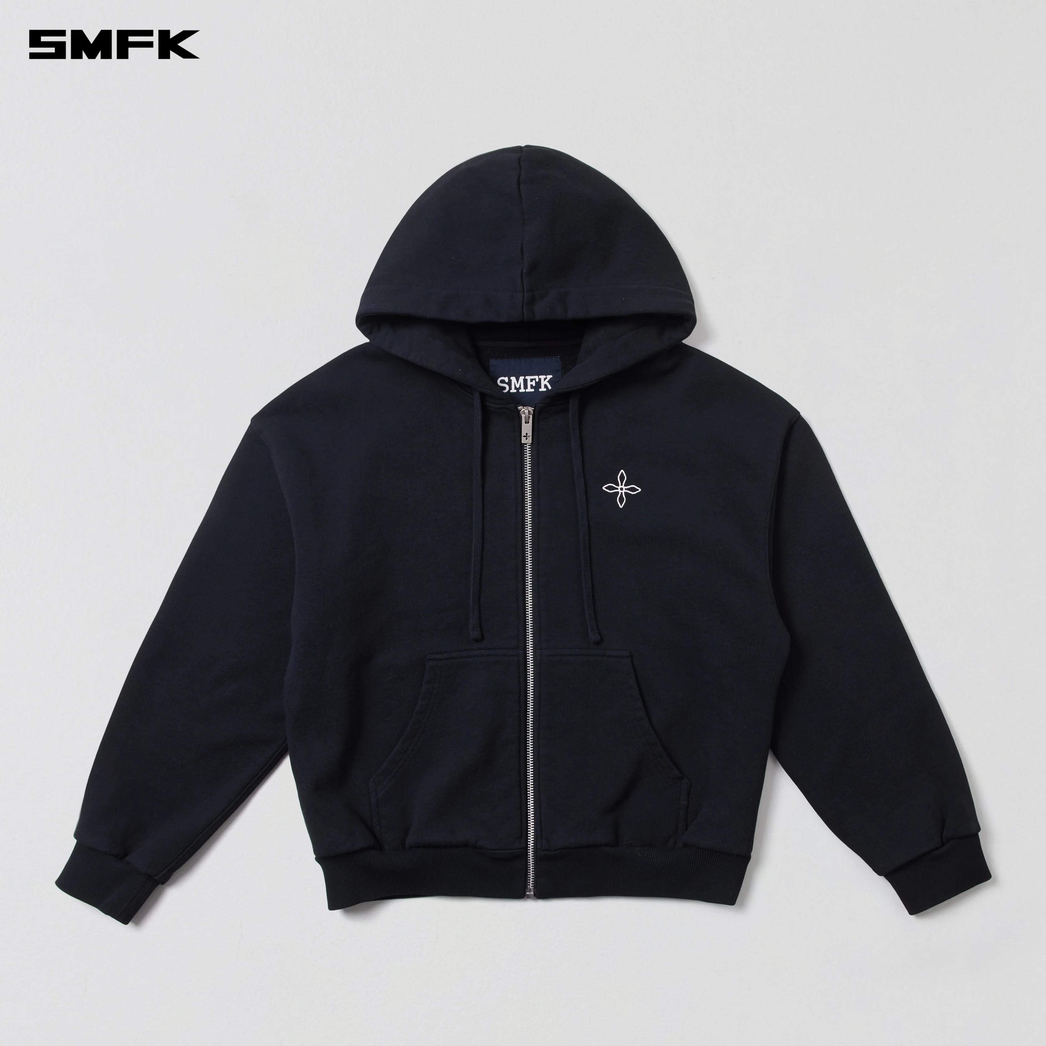 COMPASS MODE LOOSE ZIP HOODIE WILD BLACK - Image 5