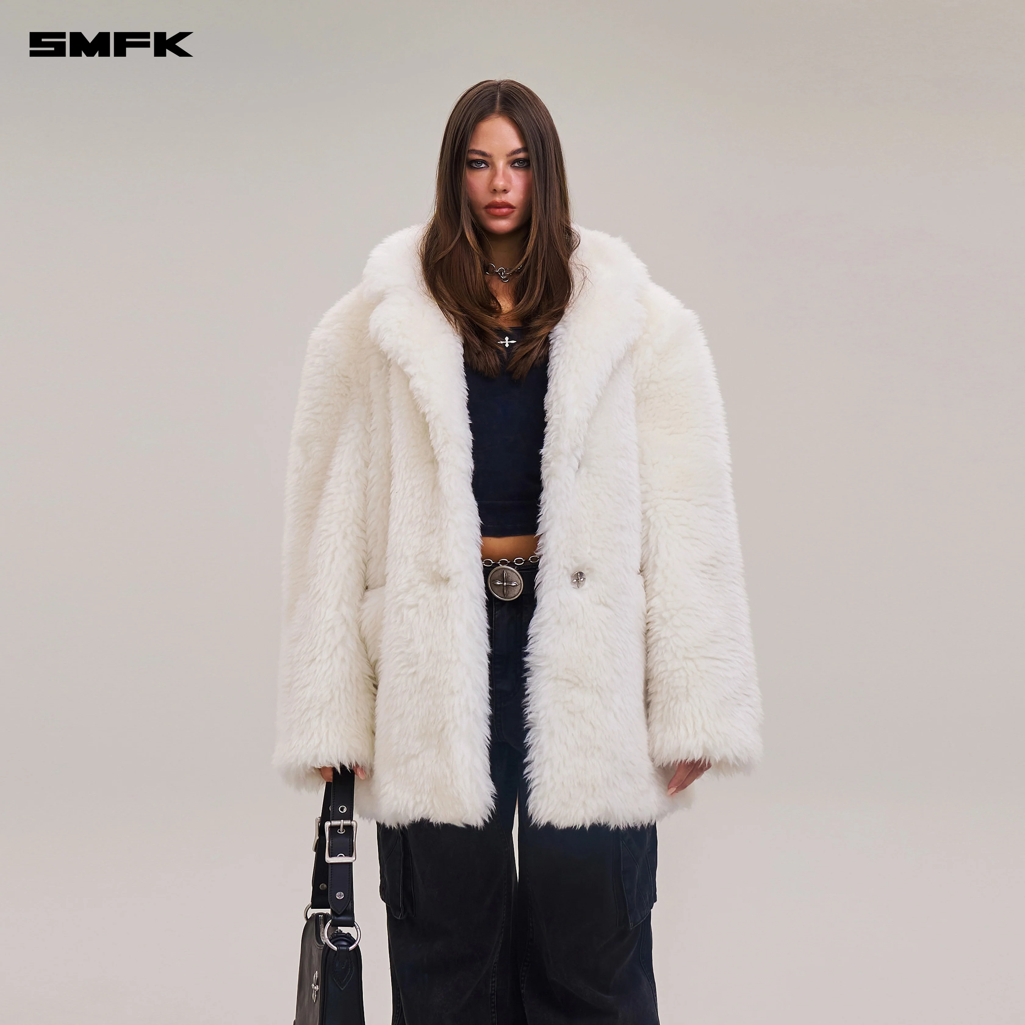 COMPASS MODE RAW WOOL LOOSE SUIT WOOL WHITE