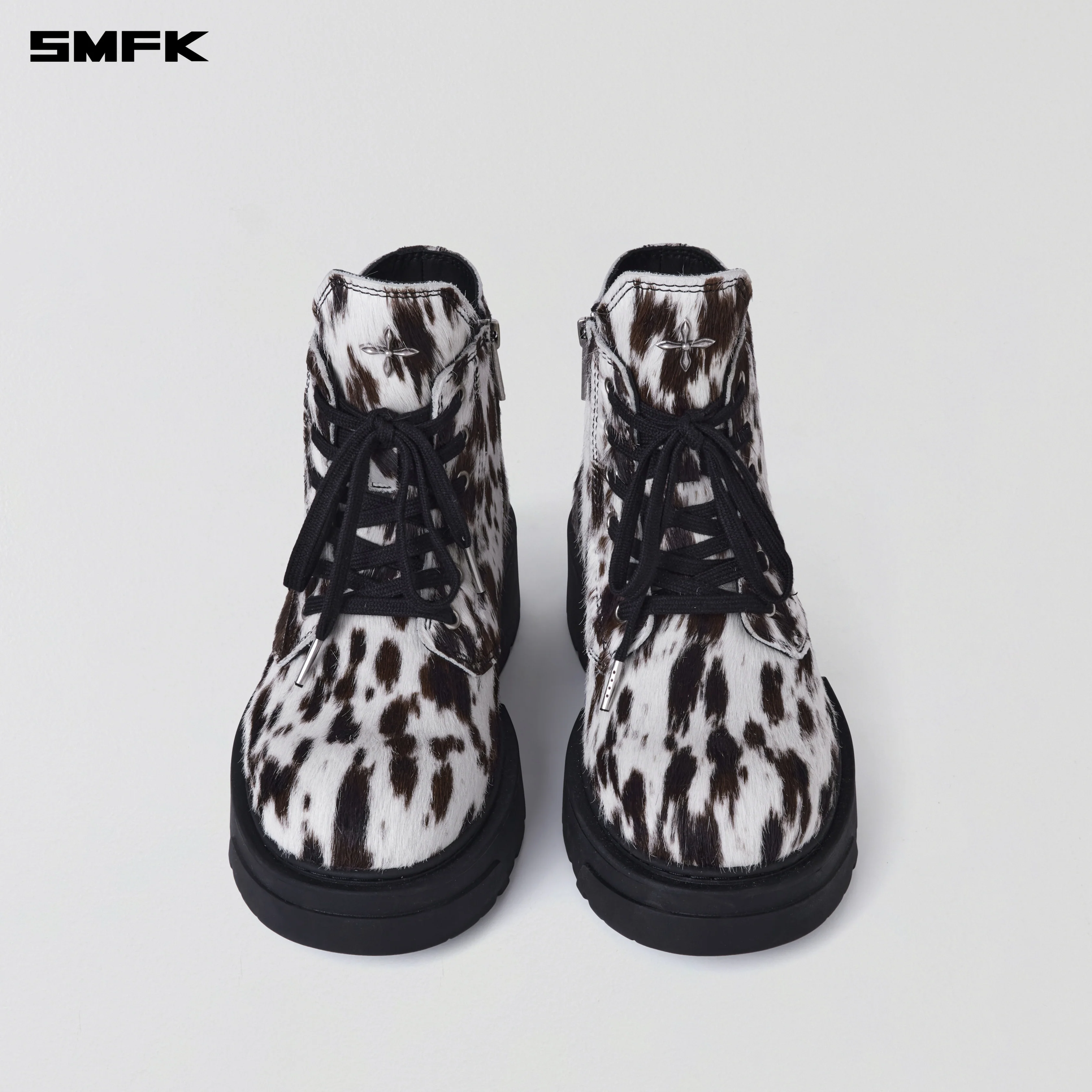 COMPASS MODE RIDER BOOTS/FUR BLACK WHITE INK - Image 4