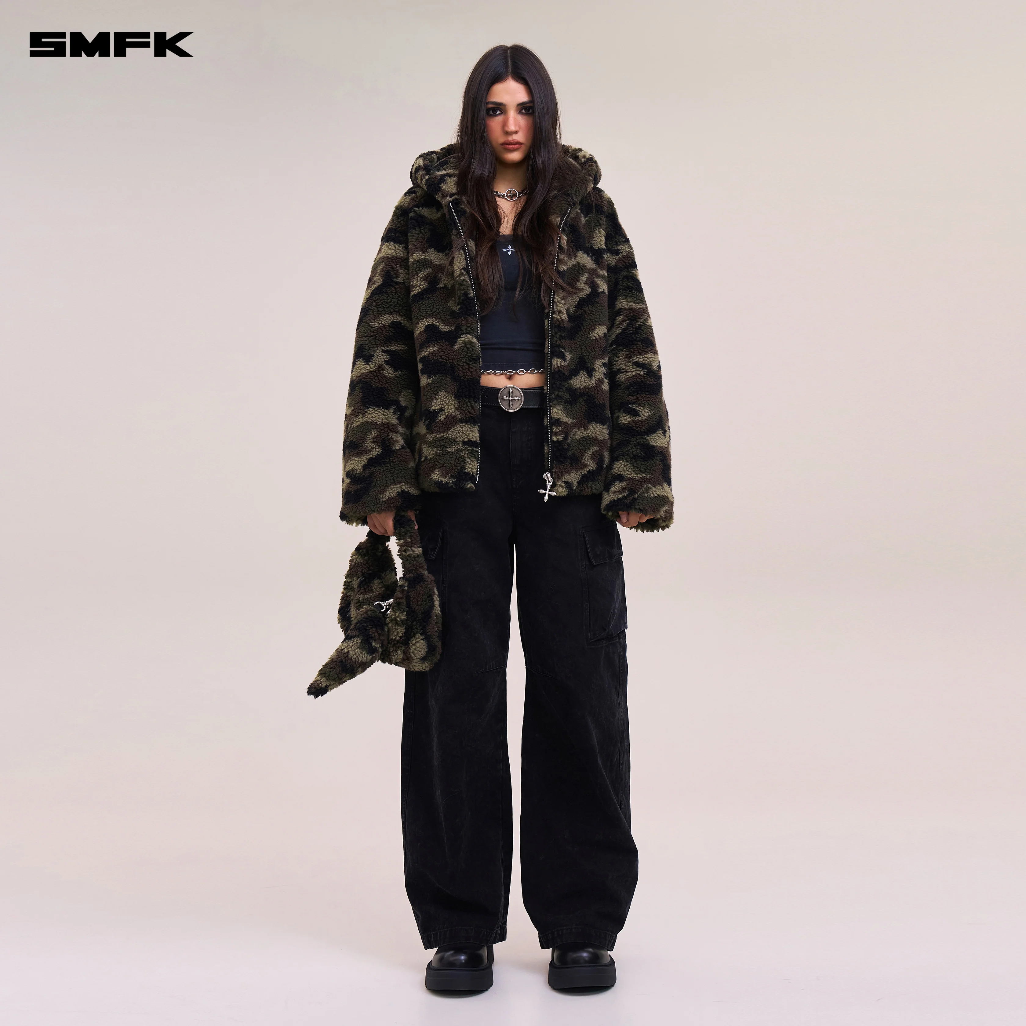COMPASS MODE ROVE WOOL JACQUARD CAMO LOOSE HOODIE ARMY GREEN CAMOUFLAGE - Image 2
