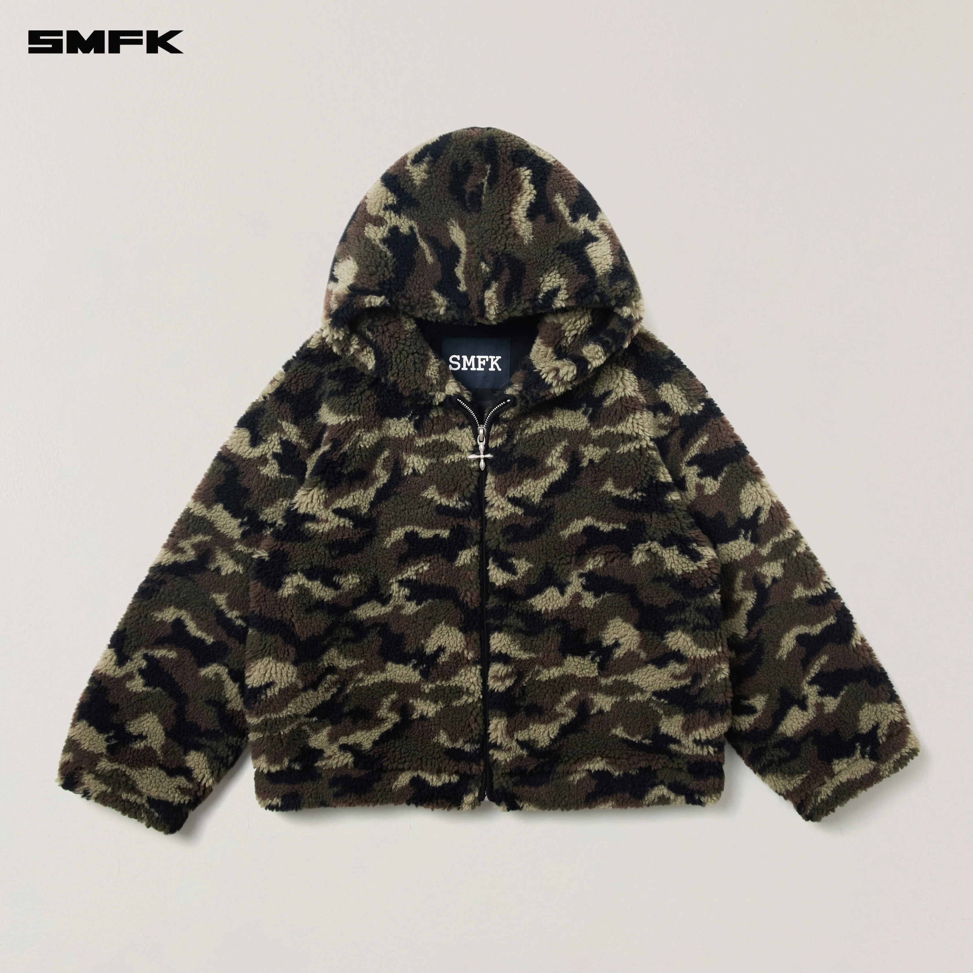 COMPASS MODE ROVE WOOL JACQUARD CAMO LOOSE HOODIE ARMY GREEN CAMOUFLAGE - Image 5
