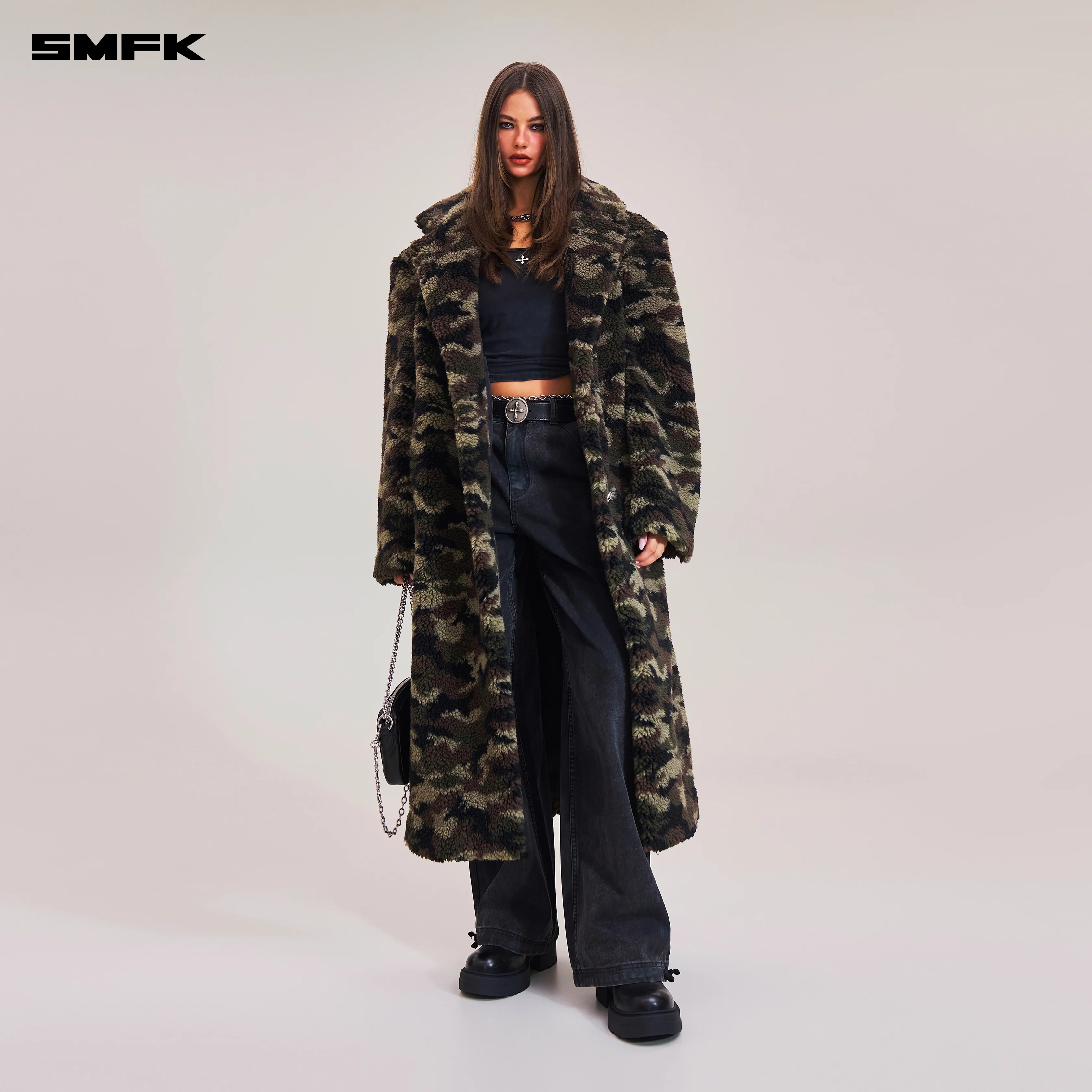 COMPASS MODE ROVE WOOL JACQUARD CAMO LOOSE OVERCOAT ARMY GREEN CAMOUFLAGE - Image 4