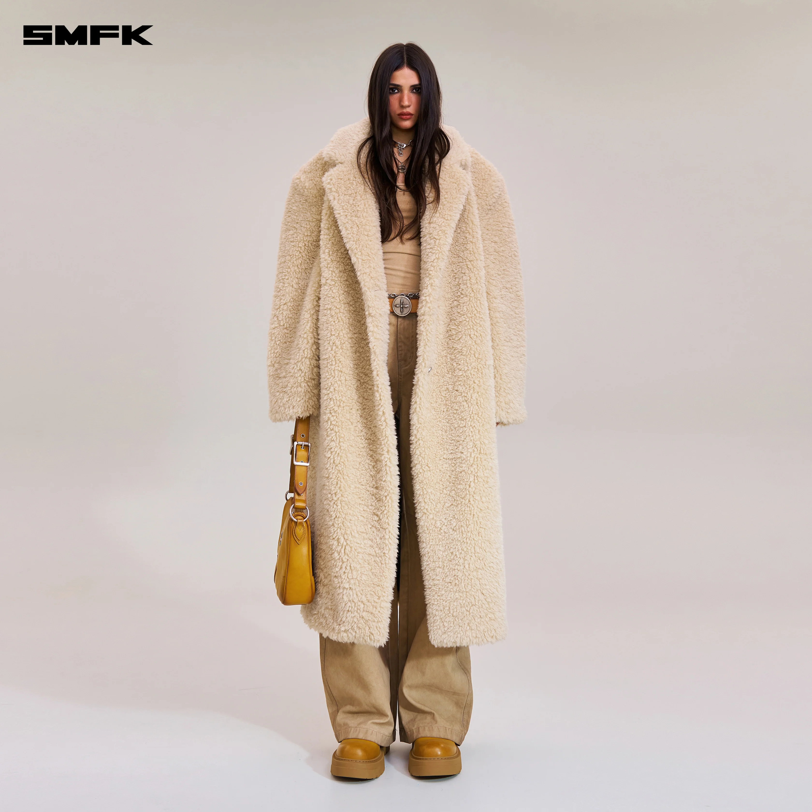 COMPASS MODE ROVE WOOL LOOSE OVERCOAT SAND - Image 2