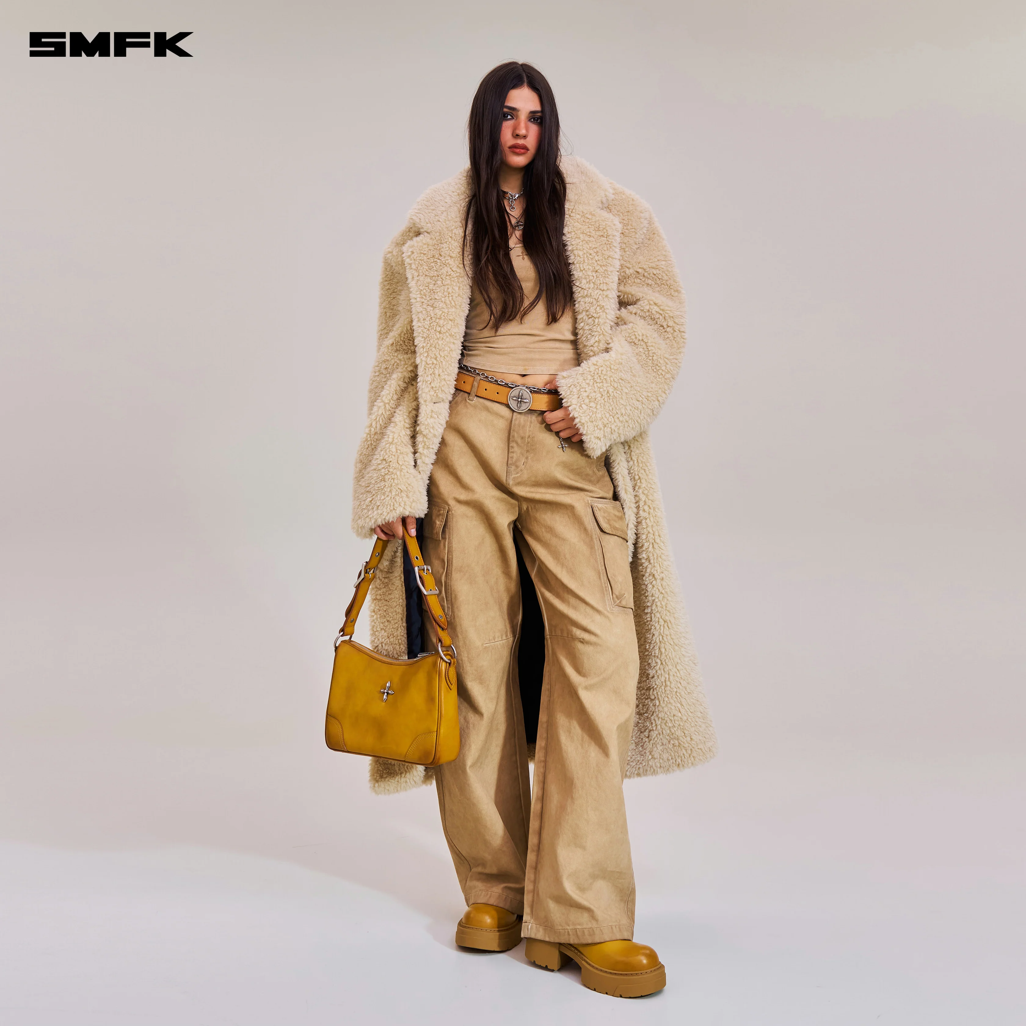 COMPASS MODE ROVE WOOL LOOSE OVERCOAT SAND - Image 4