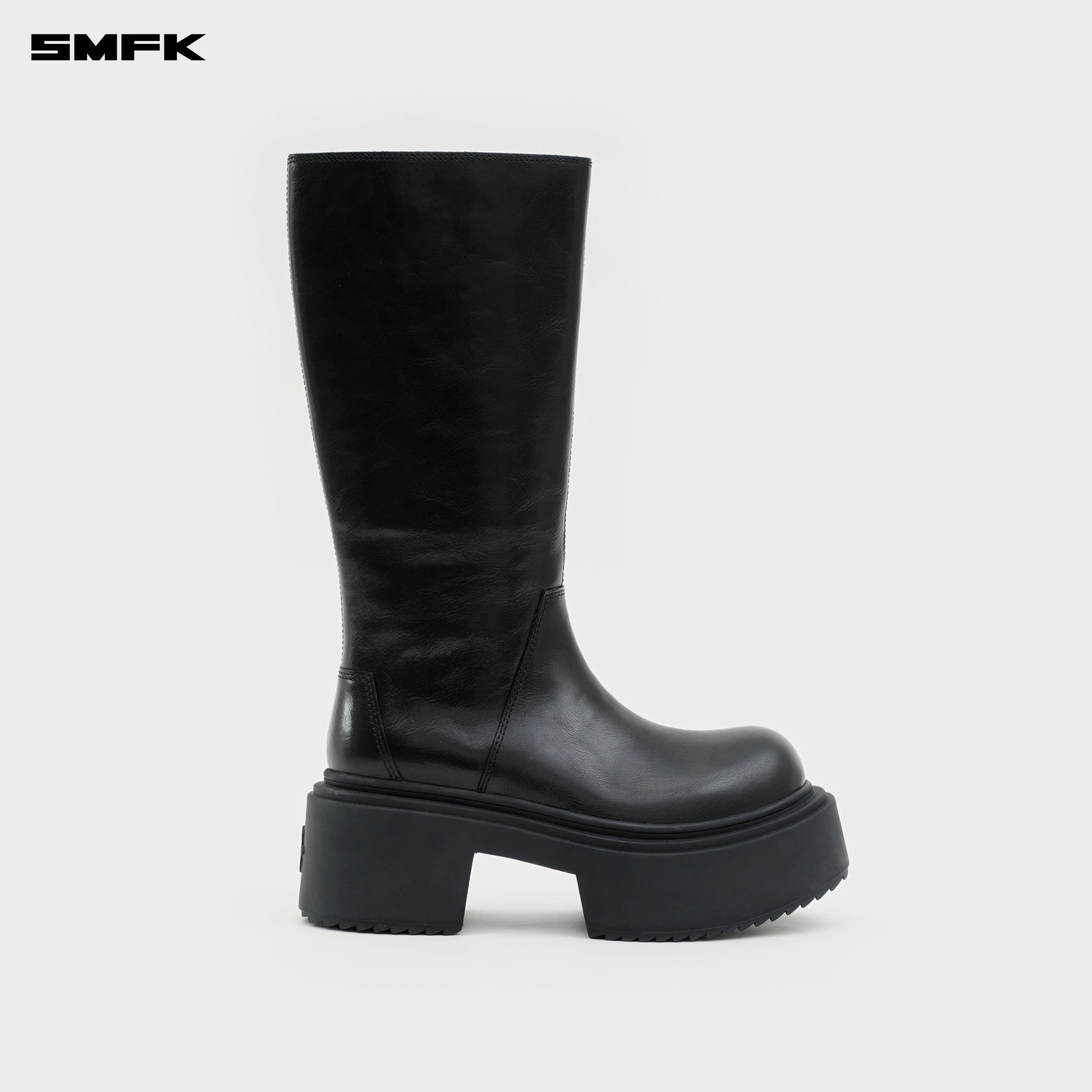 Compass Mode Statue Leather High Riding Boots Wild Black - Image 5