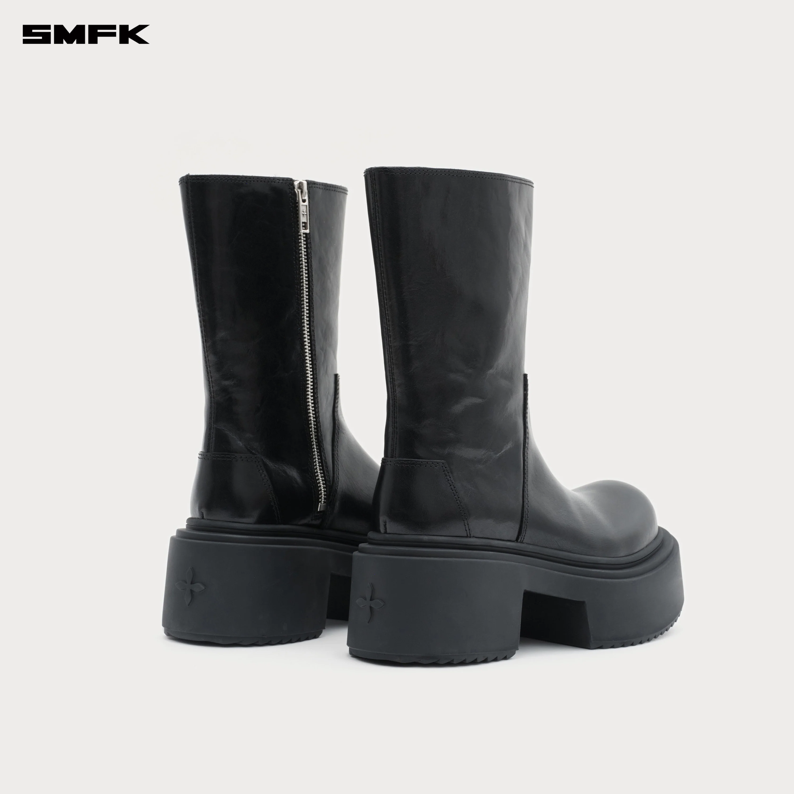 Compass Mode Statue Leather Riding Boots Wild Black - Image 6
