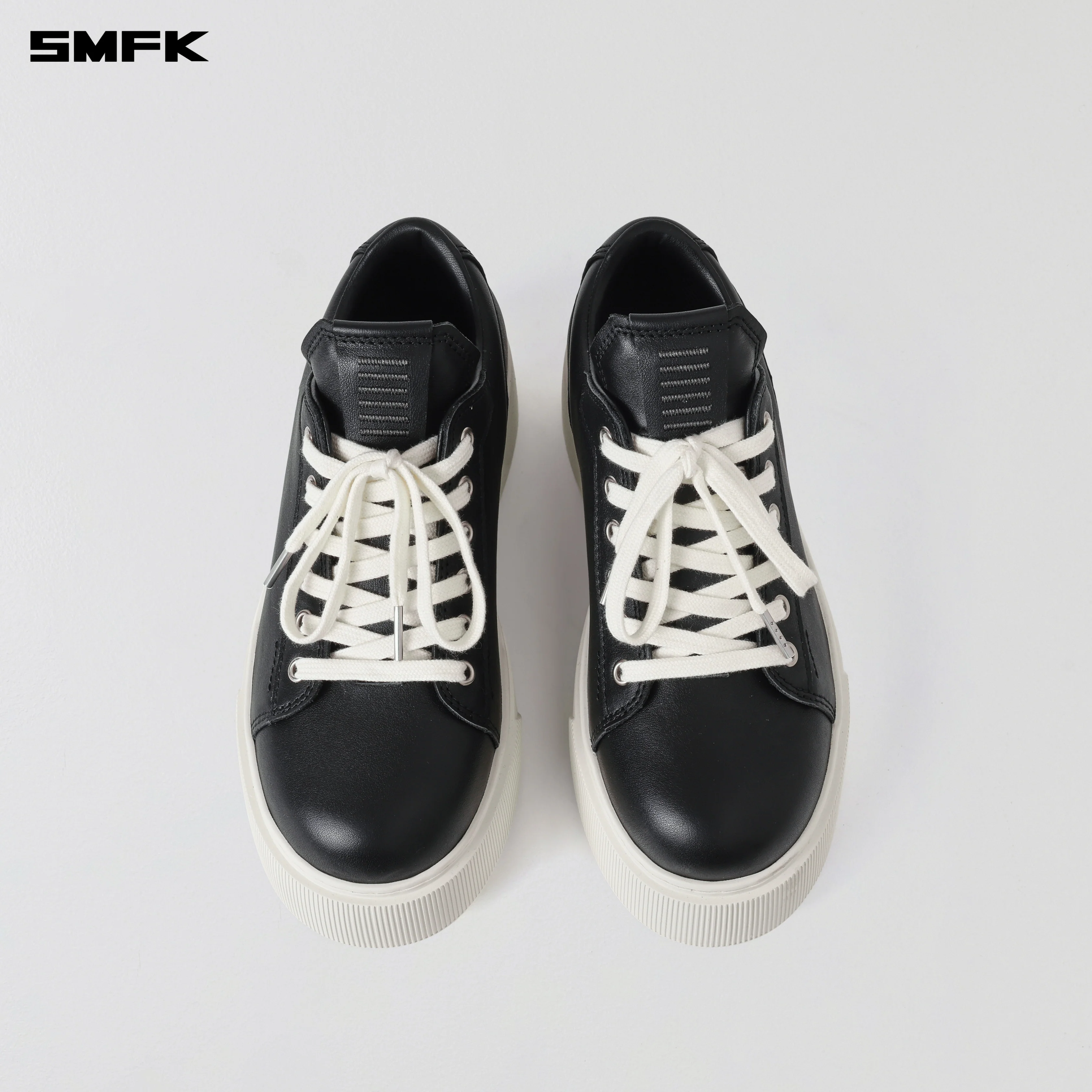 COMPASS MODE THICK LEATHER SNEAKER/COW LEATHER BLACK WHITE - Image 4
