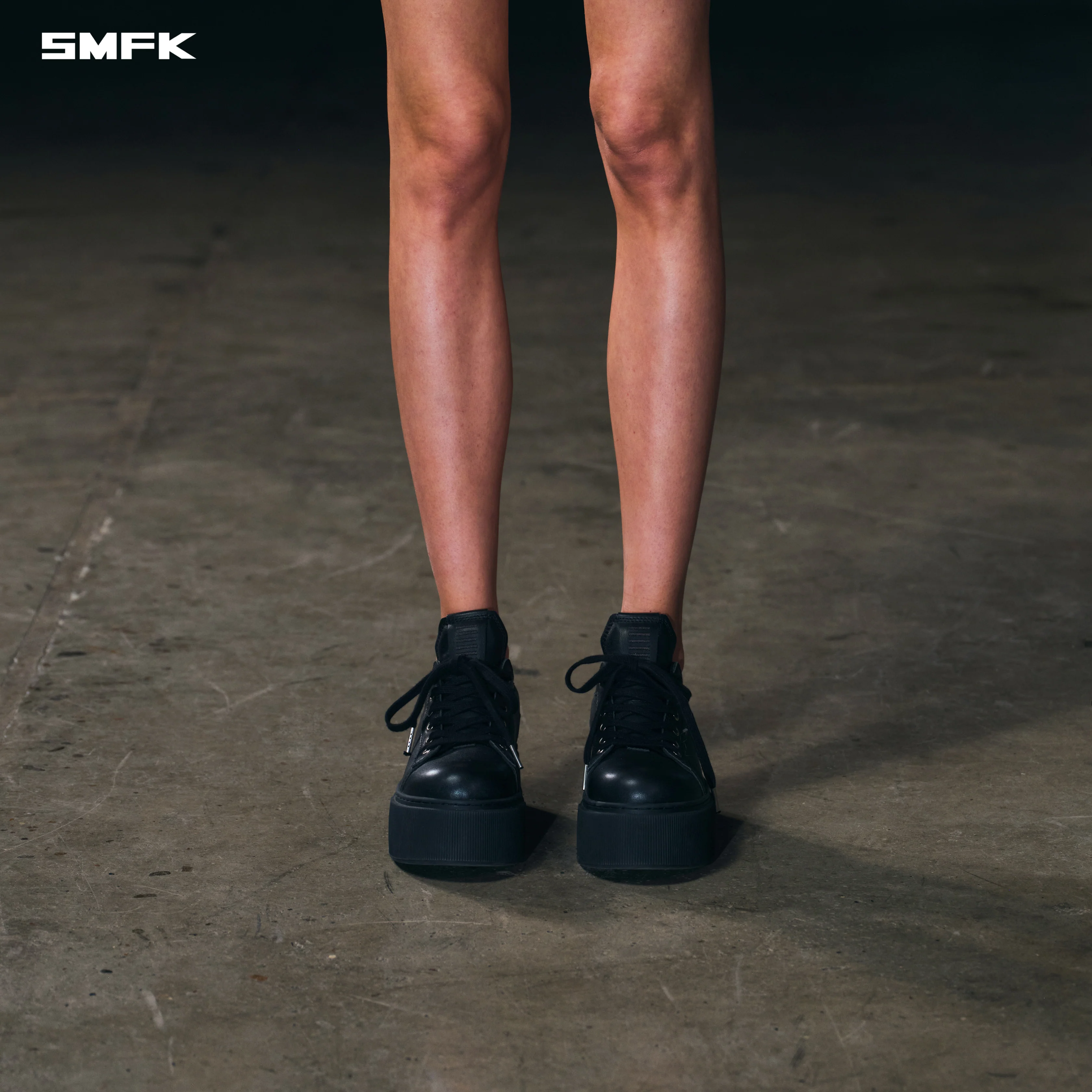 COMPASS MODE THICK LEATHER SNEAKER/COW LEATHER WILD BLACK