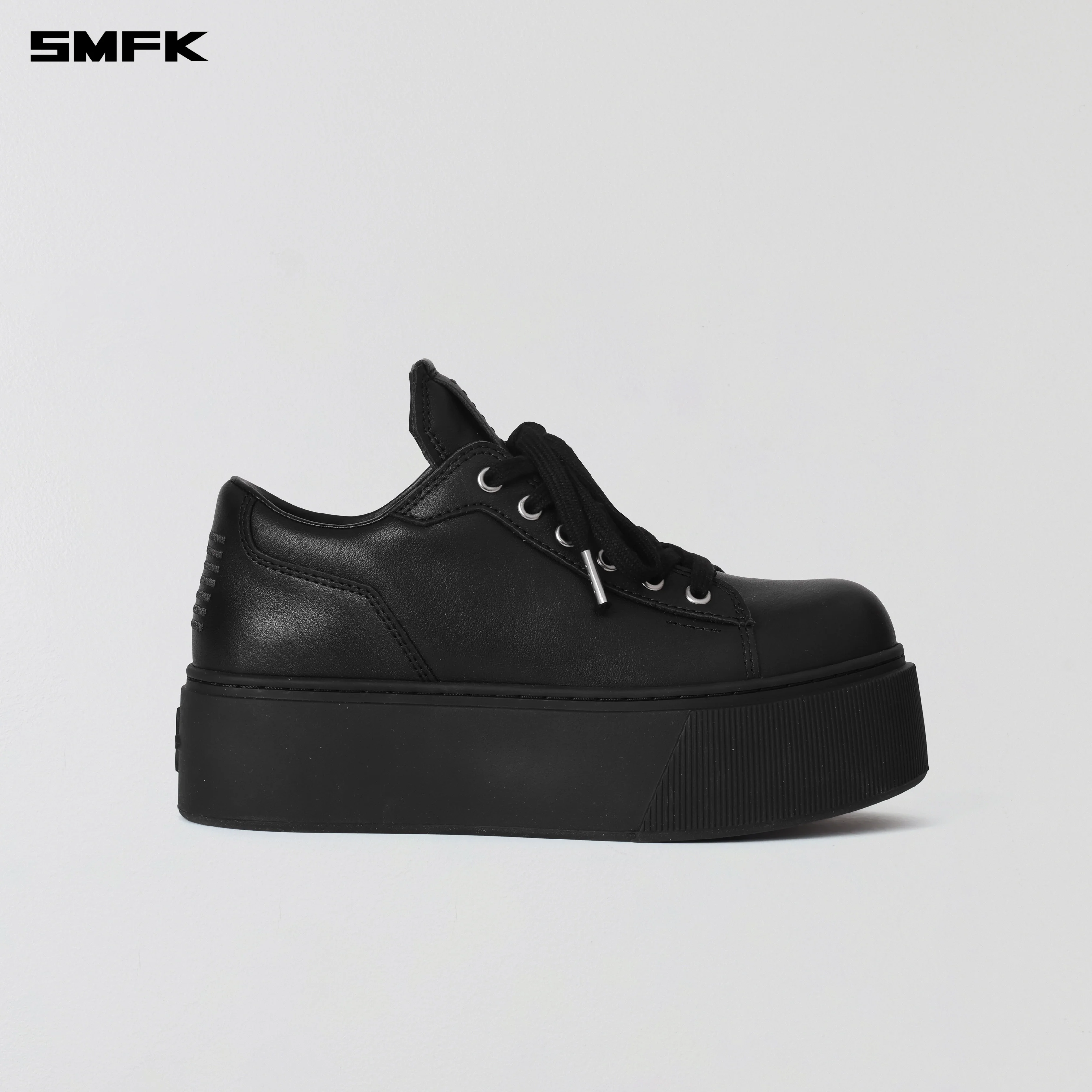 COMPASS MODE THICK LEATHER SNEAKER/COW LEATHER WILD BLACK - Image 5