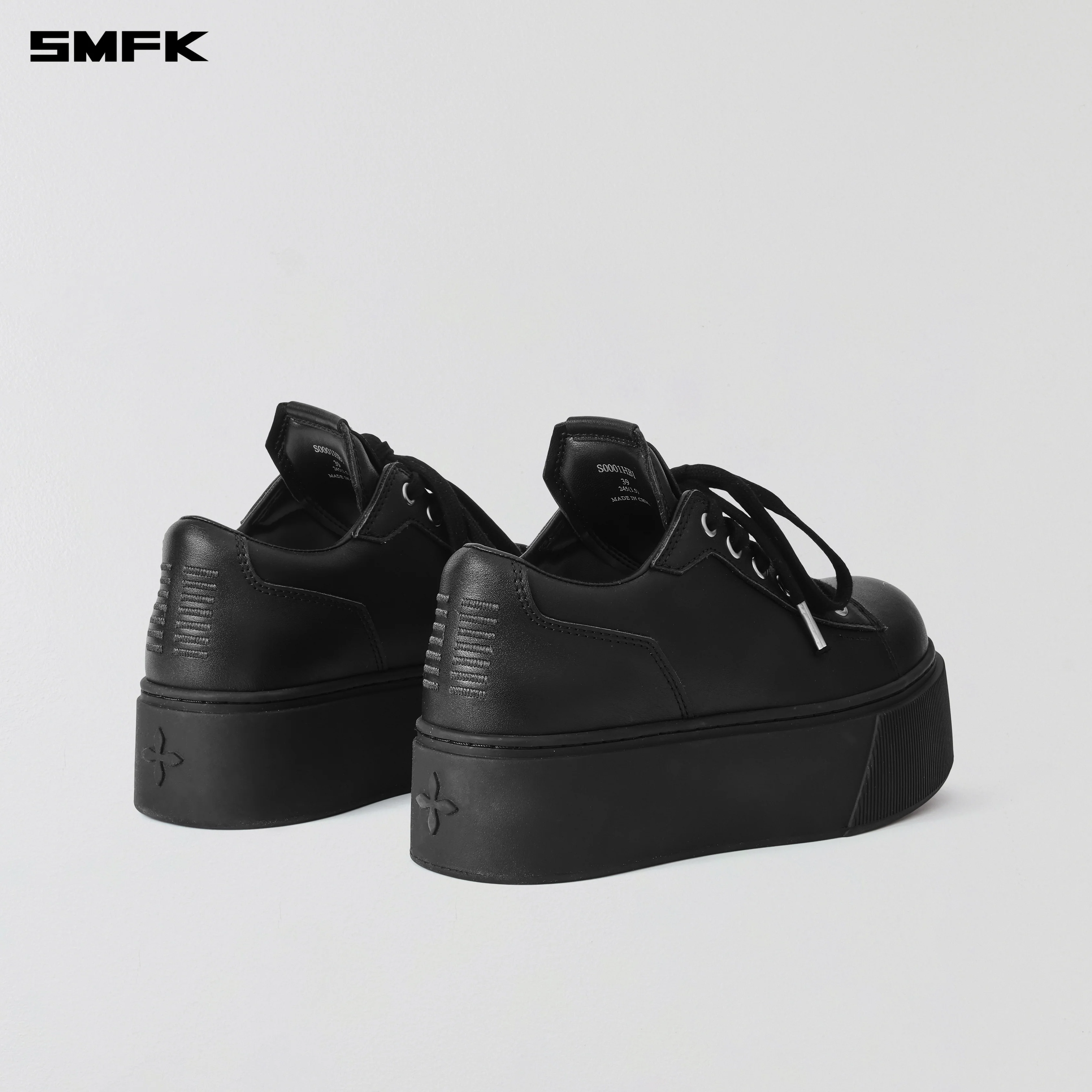COMPASS MODE THICK LEATHER SNEAKER/COW LEATHER WILD BLACK - Image 6