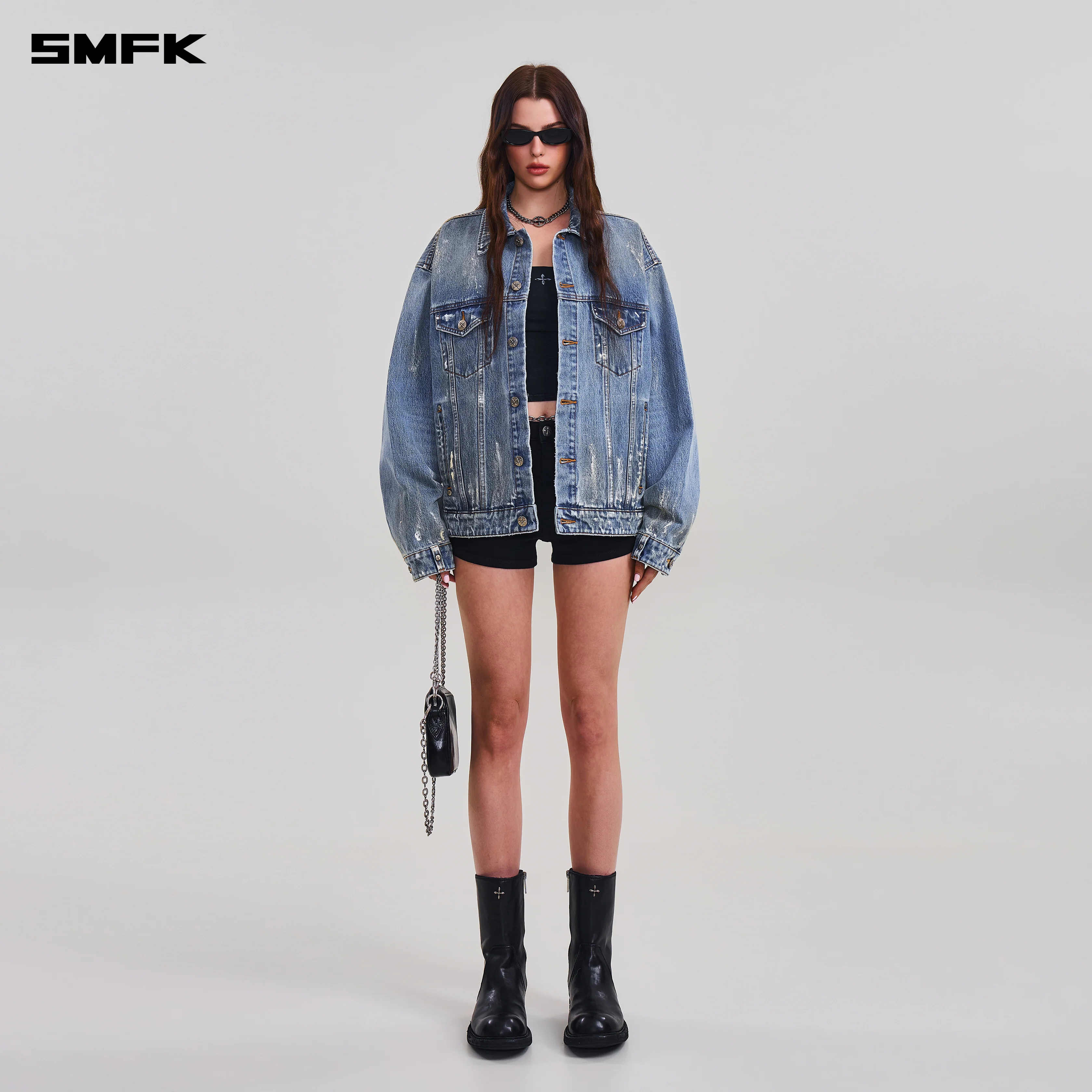 COMPASS MODE TIDE LOOSE DENIM JACKET MARINE BLUE - Image 2