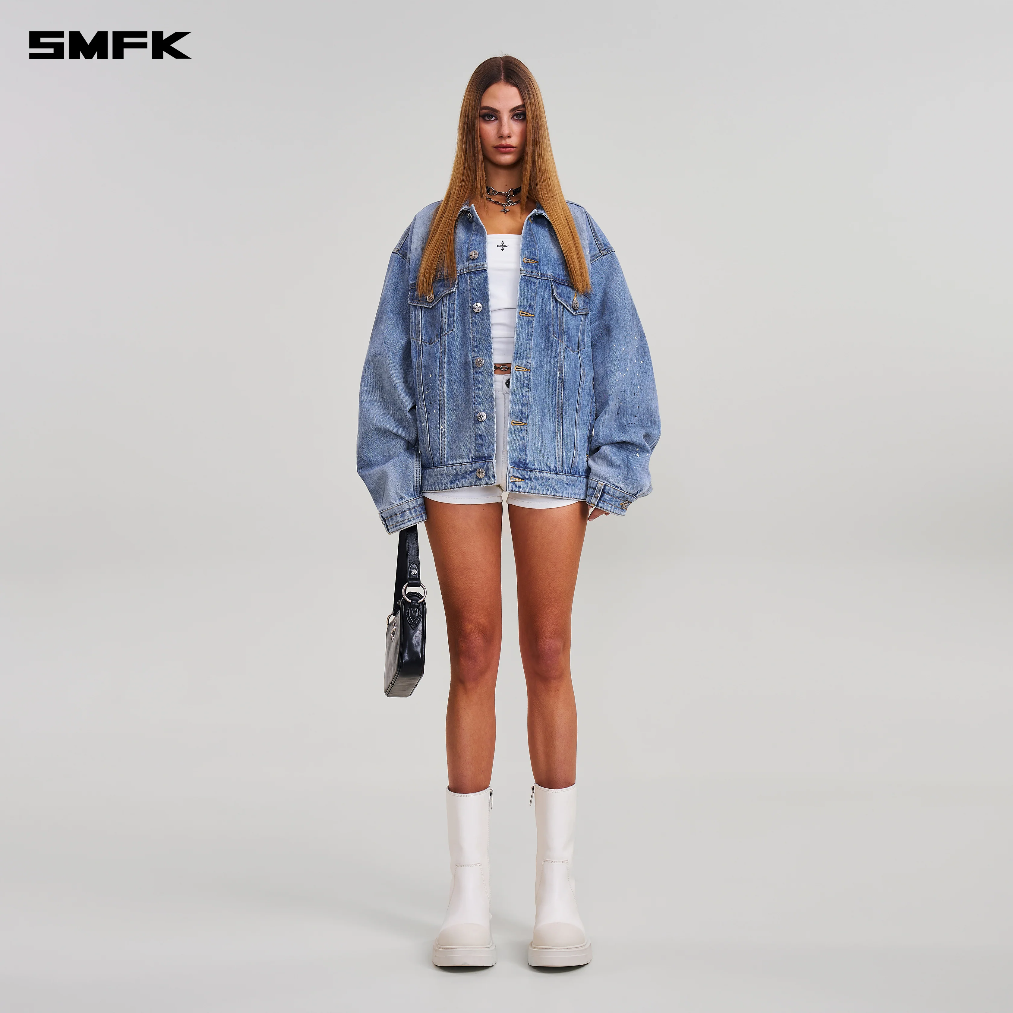 COMPASS MODE WASTELAND LOOSE DENIM JACKET SKY BLUE - Image 2
