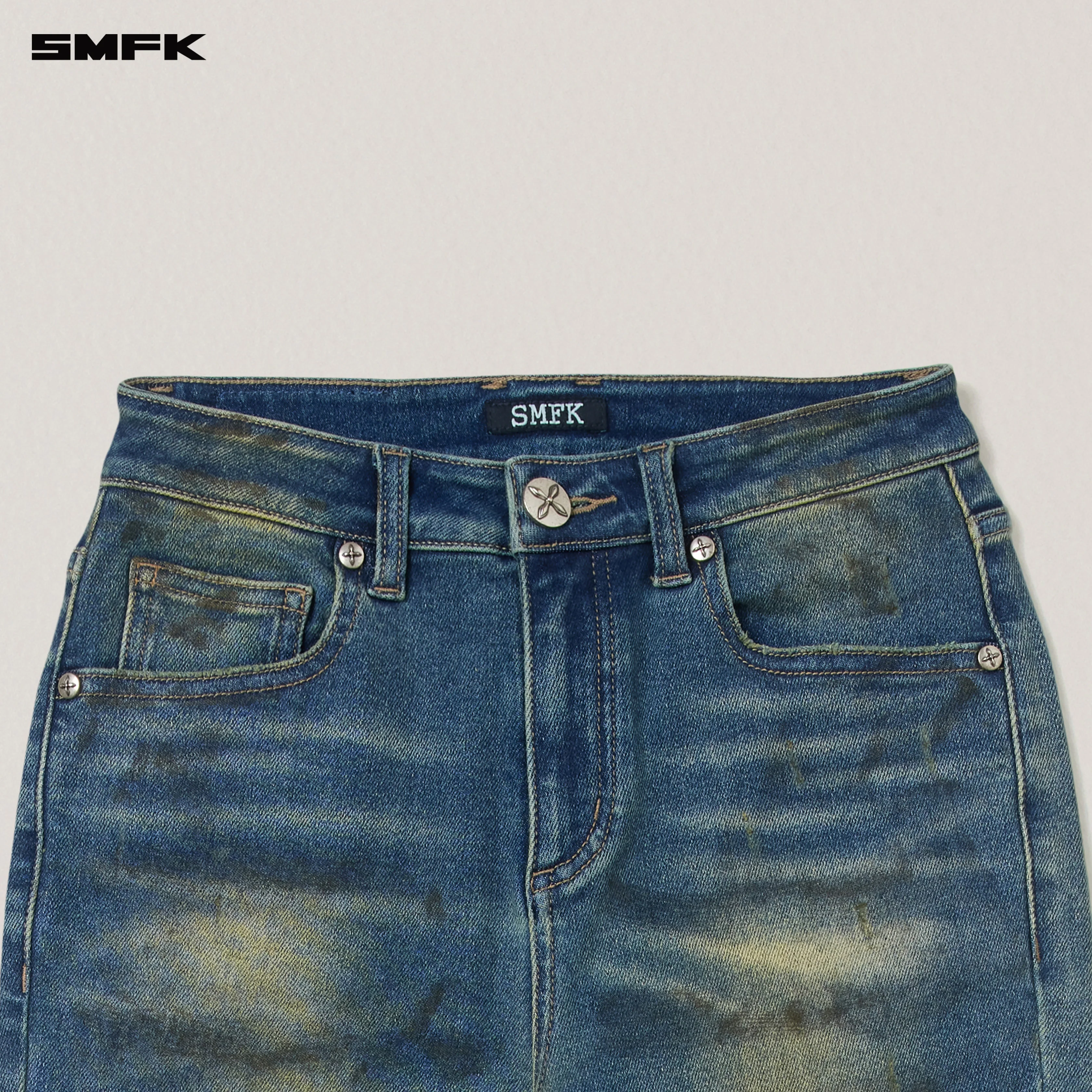 COMPASS MODE WASTELAND STORM HANDPAINTED DENIM PANTS WASTELAND BLUE - Image 7