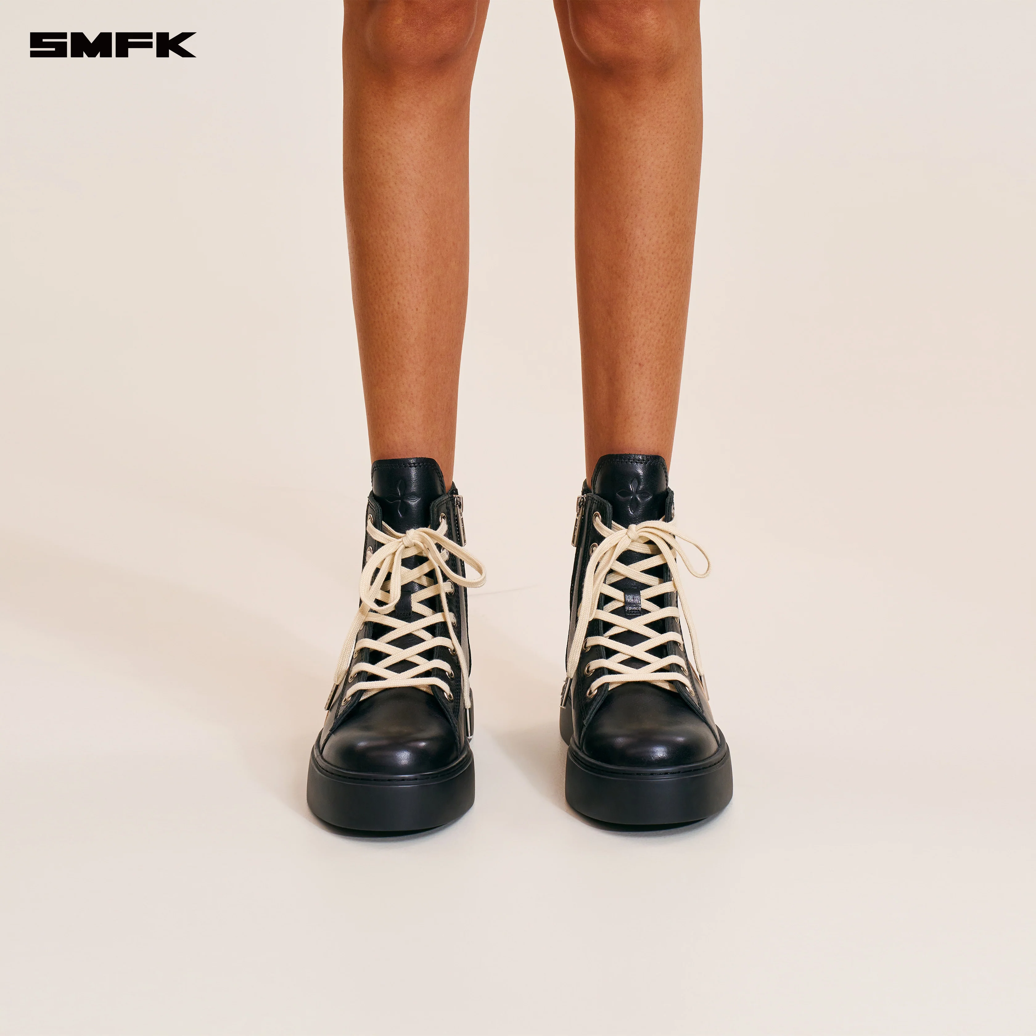 COMPASS ORIGIN LEATHER SNEAKER HIGH WILD BLACK