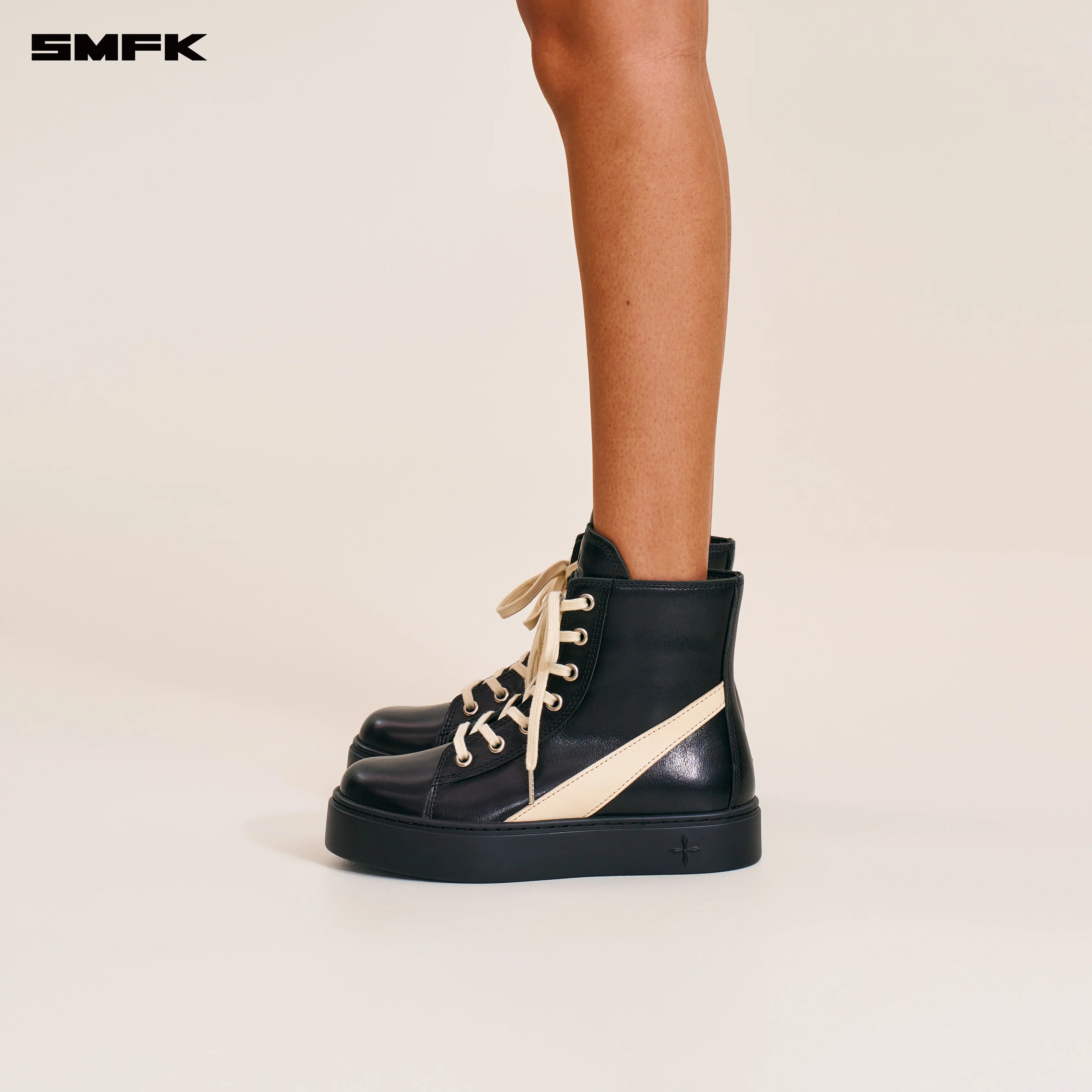 COMPASS ORIGIN LEATHER SNEAKER HIGH WILD BLACK - Image 3