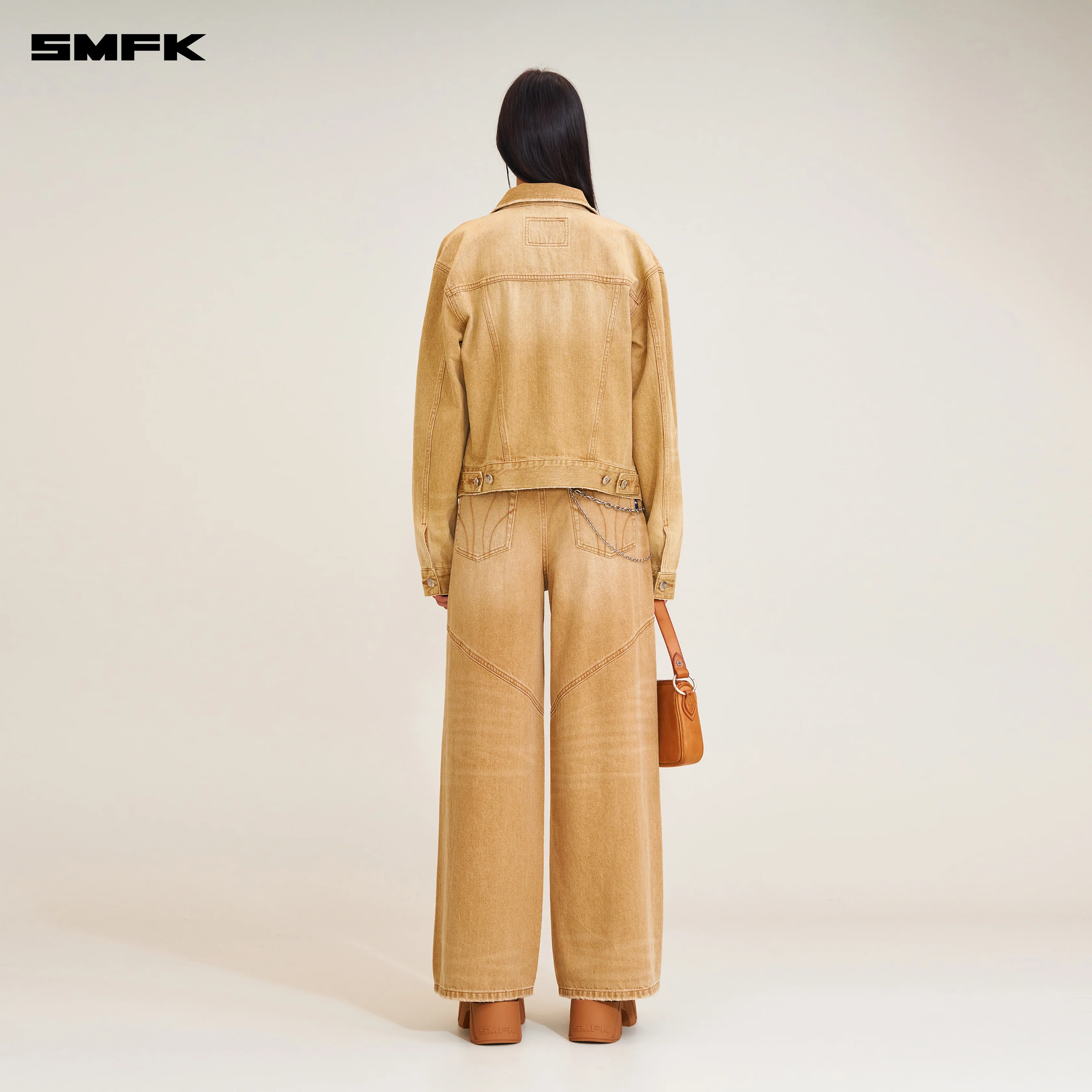 COMPASS PERMANENT SLIM DENIM JACKET GRASSLAND KHAKI - Image 3