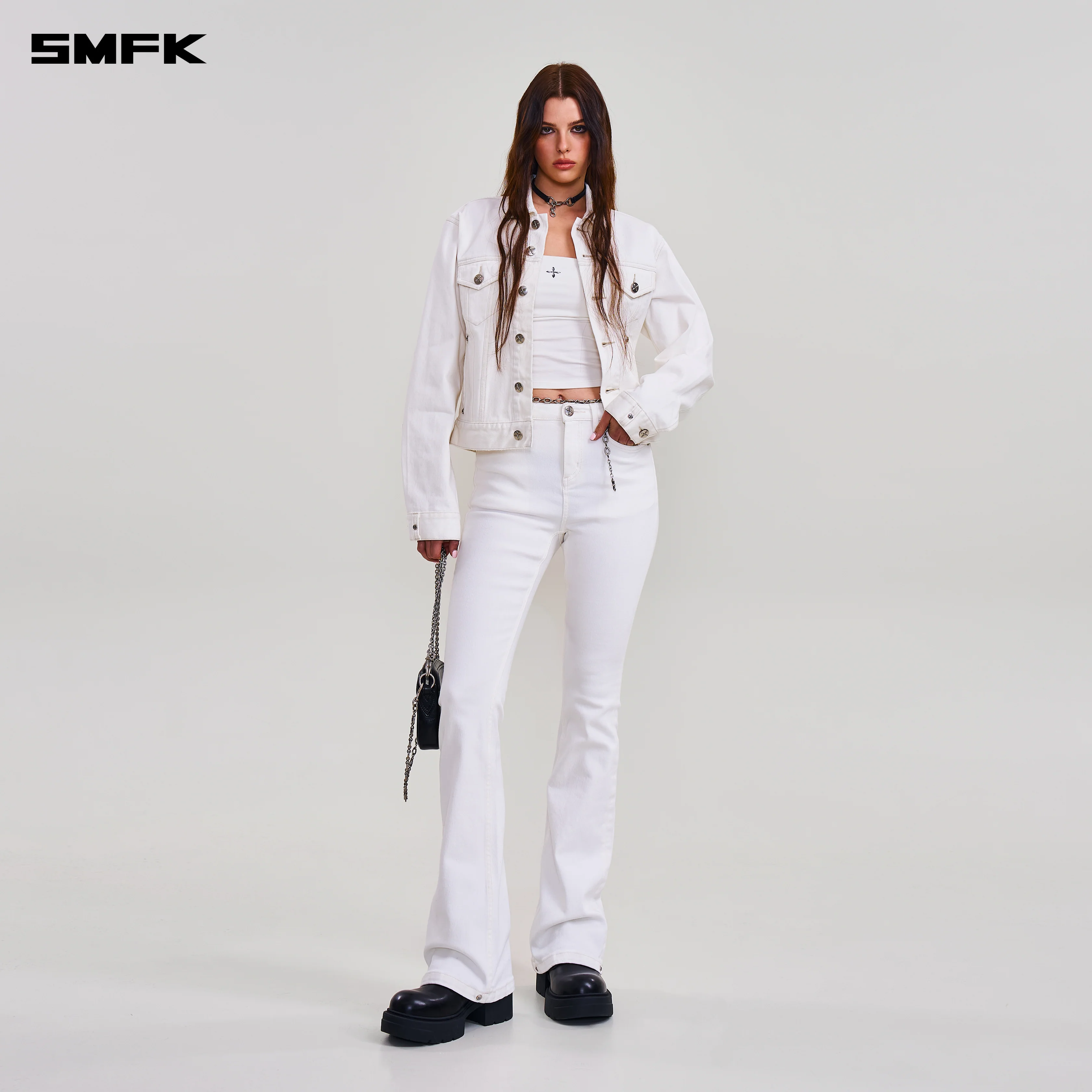COMPASS PERMANENT SLIM DENIM JACKET SNOW MOUNTAIN WHITE - Image 4