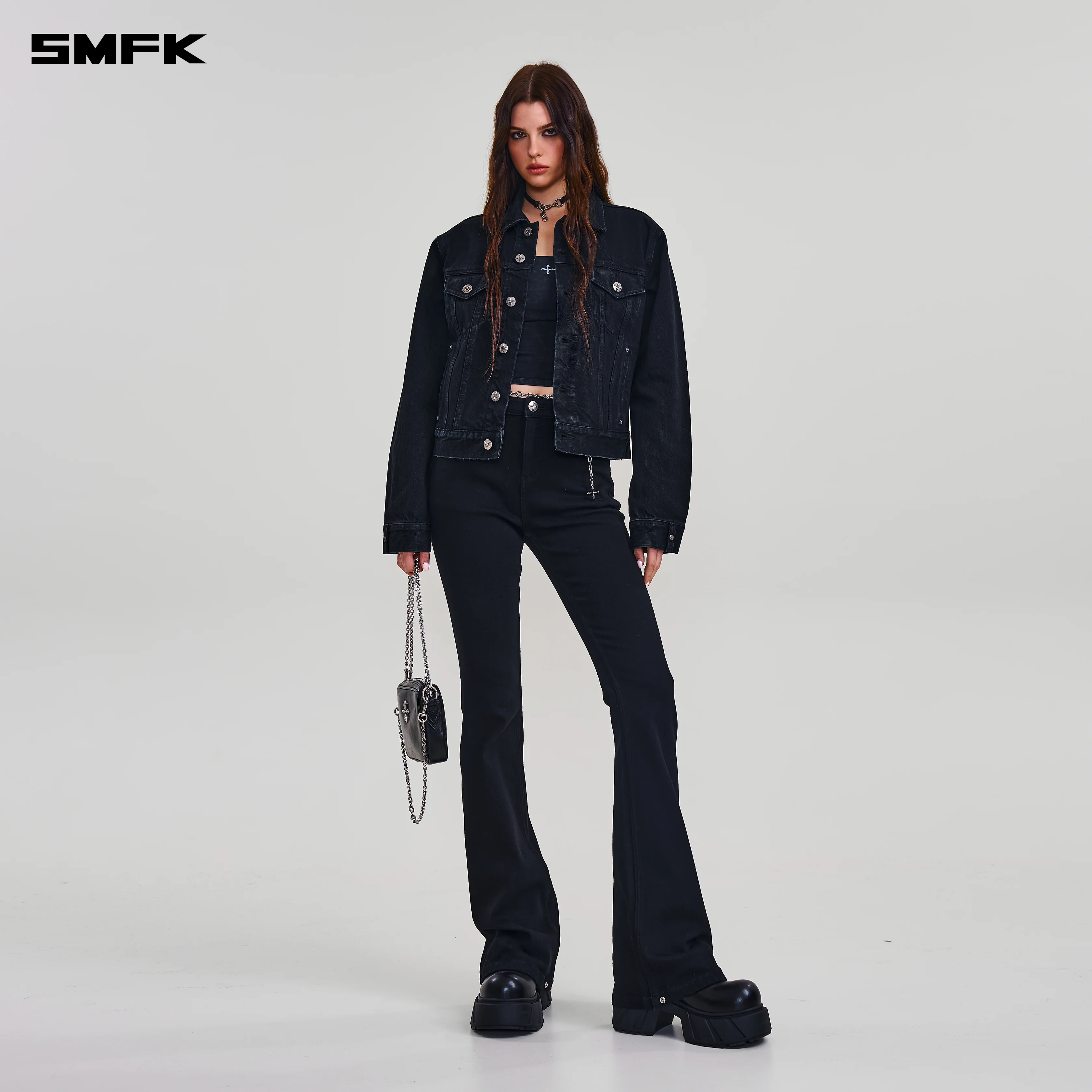 COMPASS PERMANENT SLIM DENIM JACKET WILD BLACK - Image 4