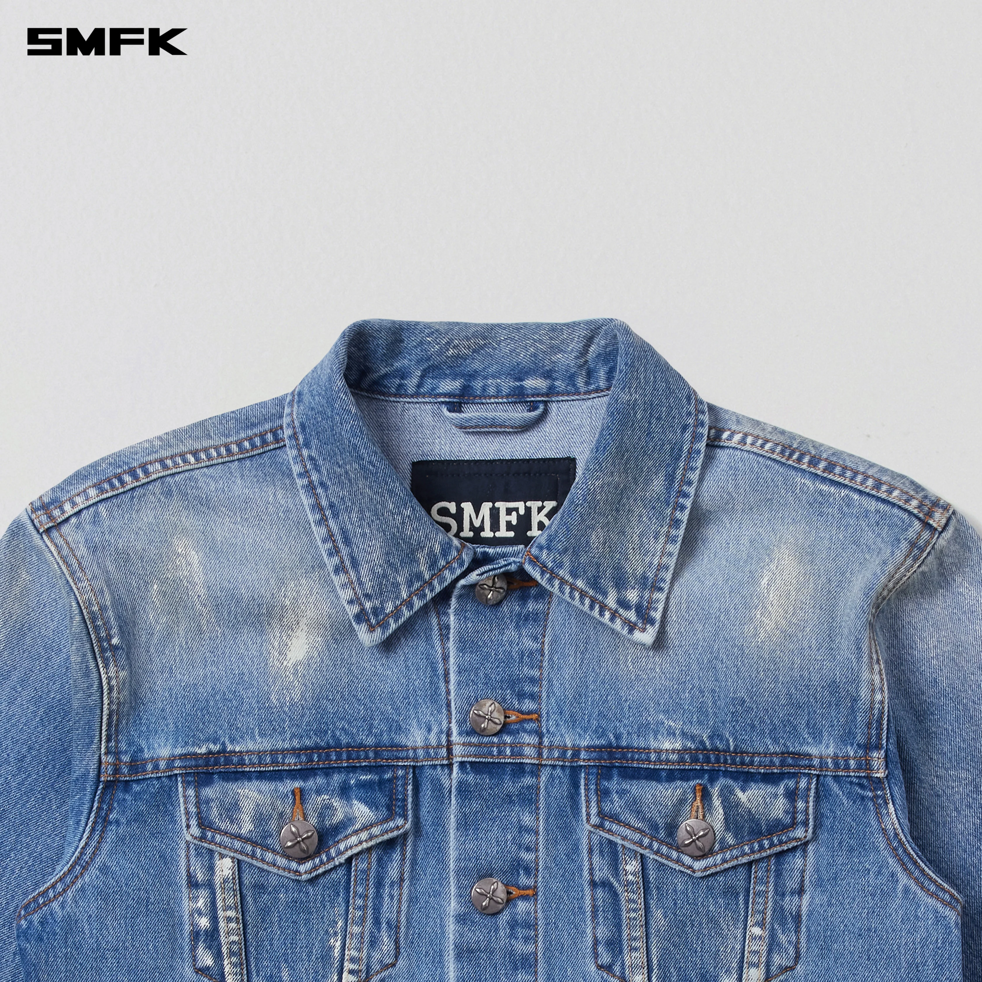 COMPASS PERMANENT WASTELAND SLIM DENIM JACKET MARINE BLUE - Image 7