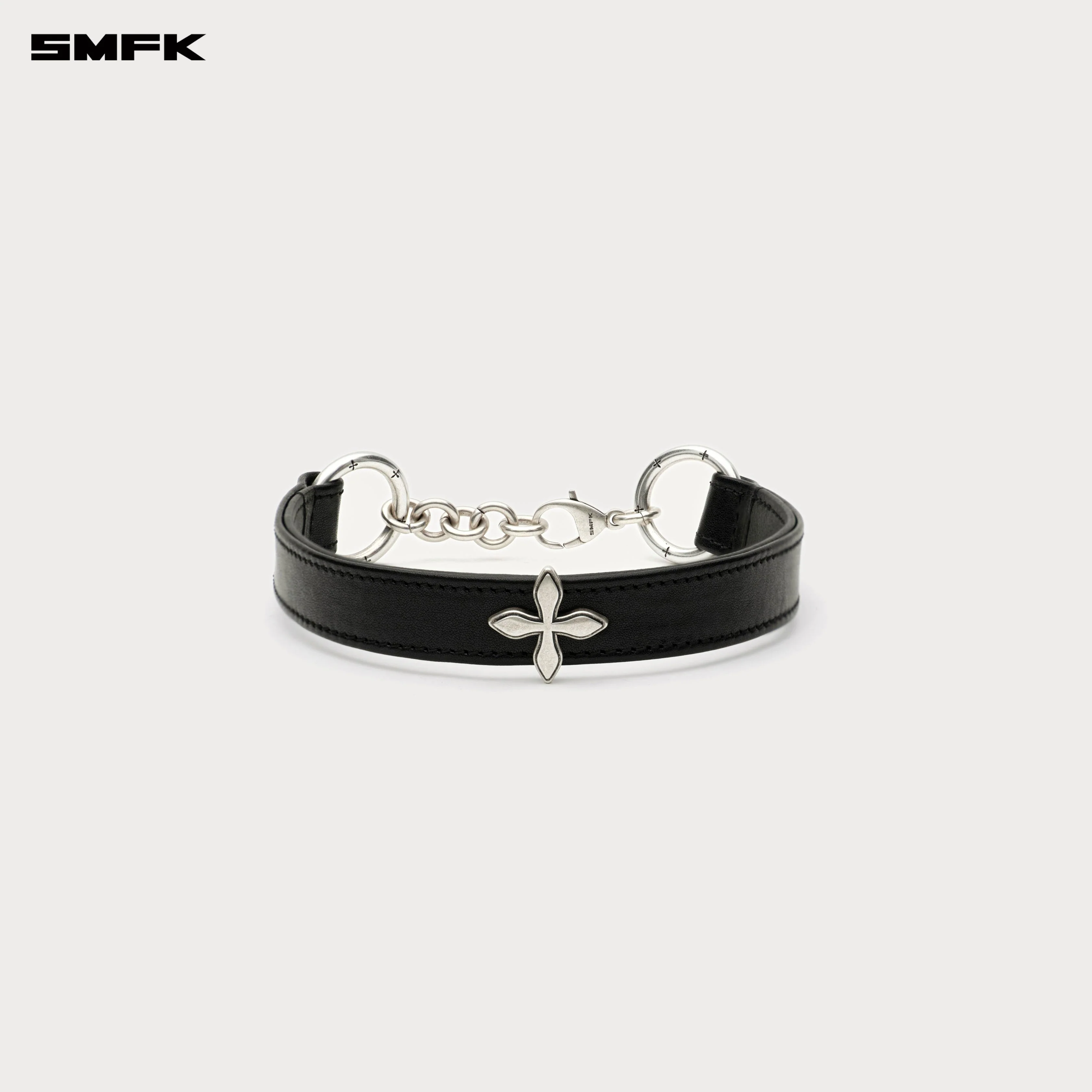 COMPASS RIVET Cross Rivet Leather High Collar Choker