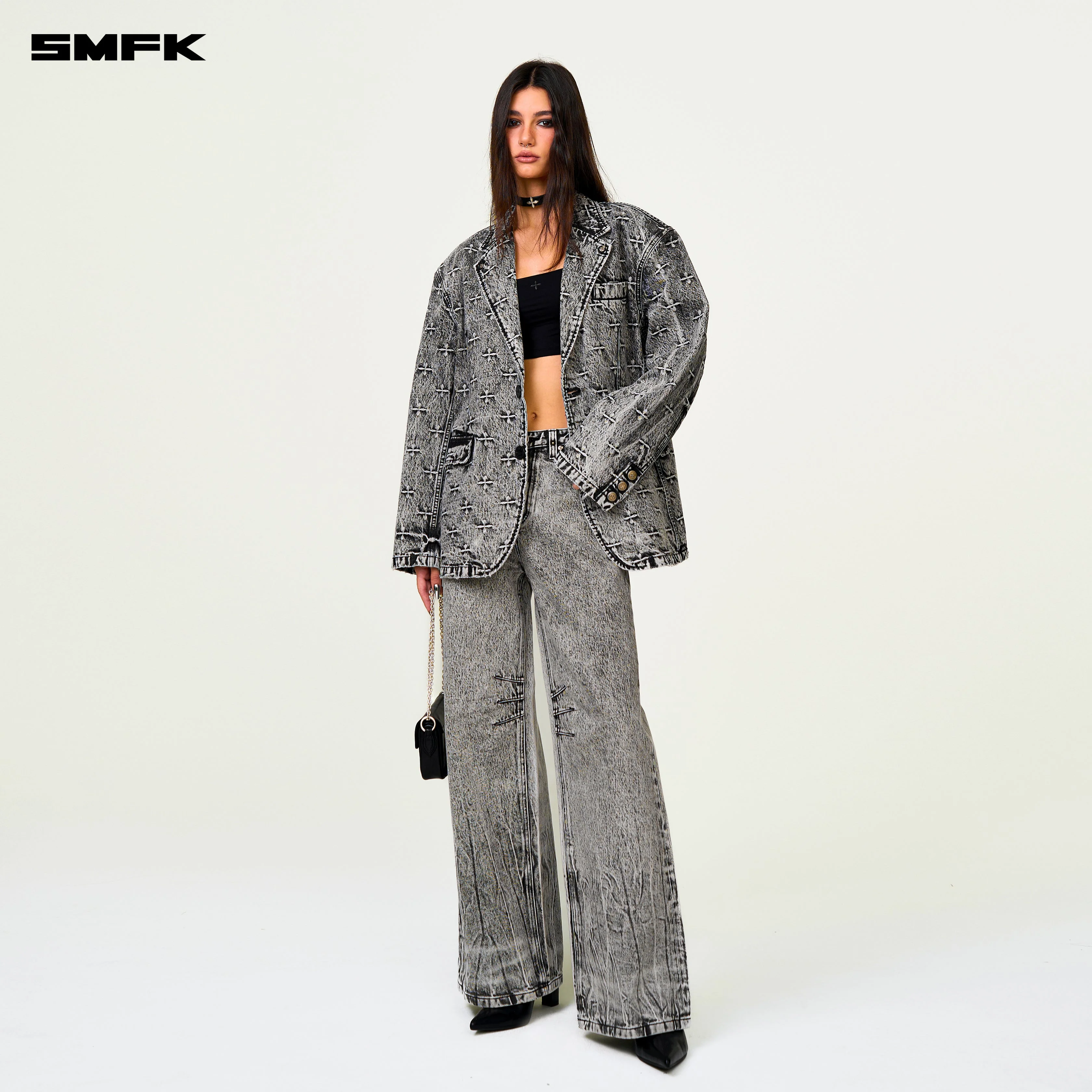 Compass Storm Gray Oversize Denim Suit - Image 4