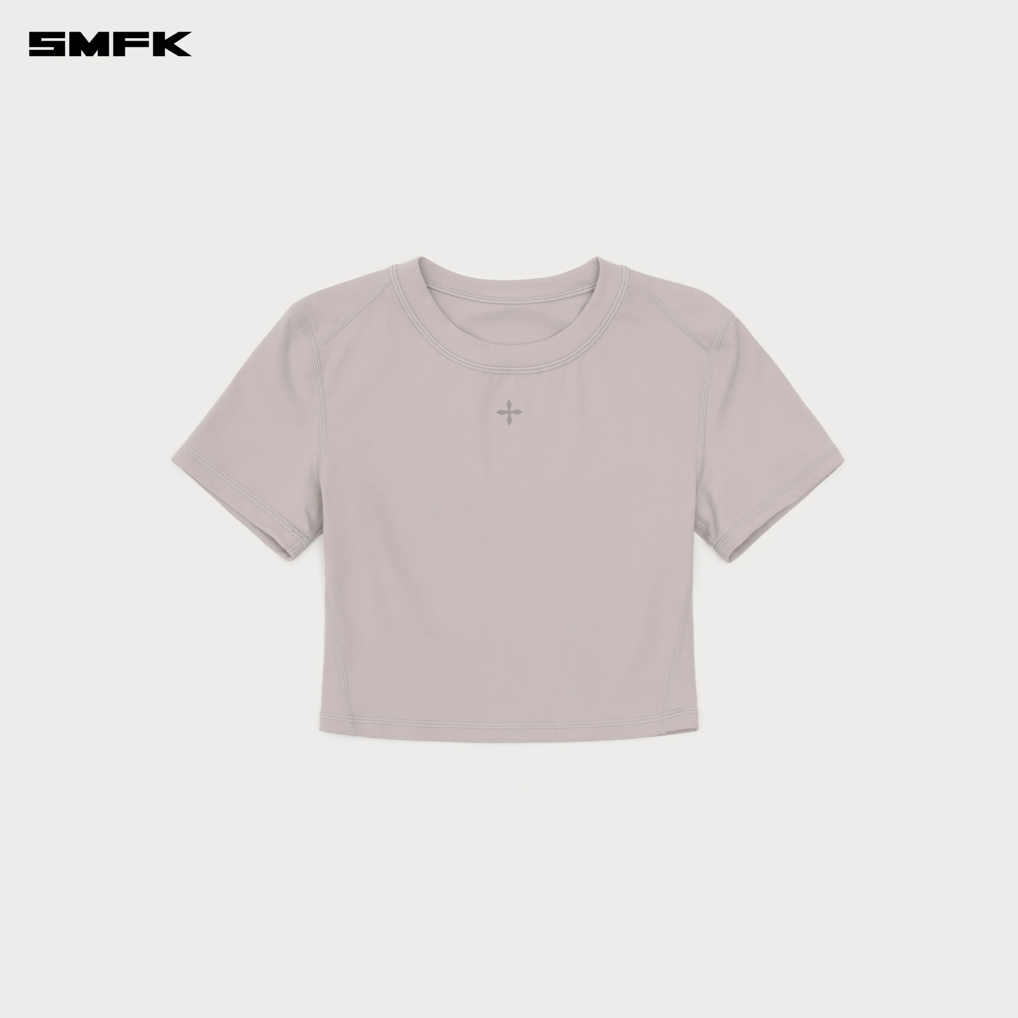 Compass Wave Body-shaping Skin Crop Tee Dust Grey - Image 5