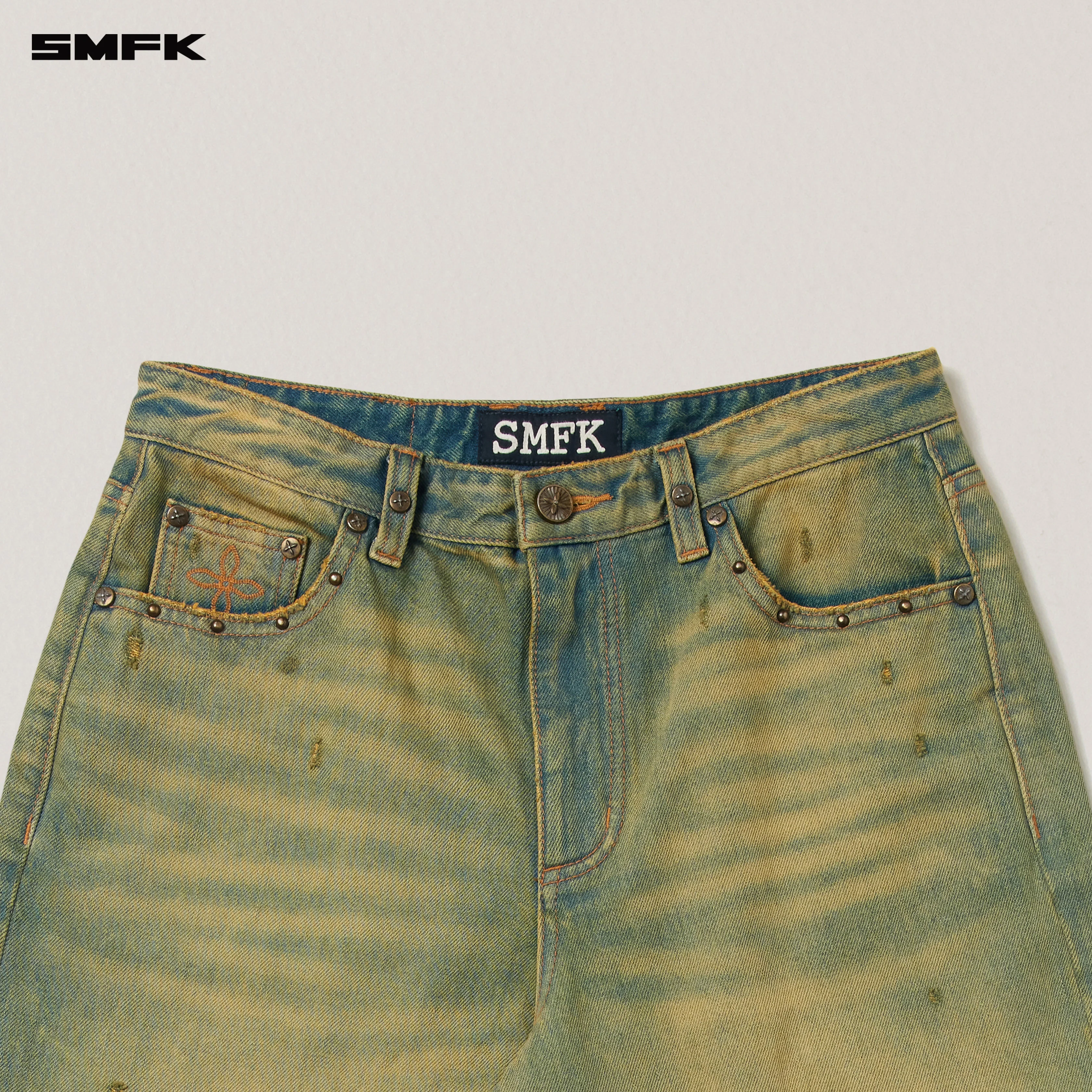 COMPASS WILD HORSE LOOSE DENIM PANTS CHEESE - Image 7