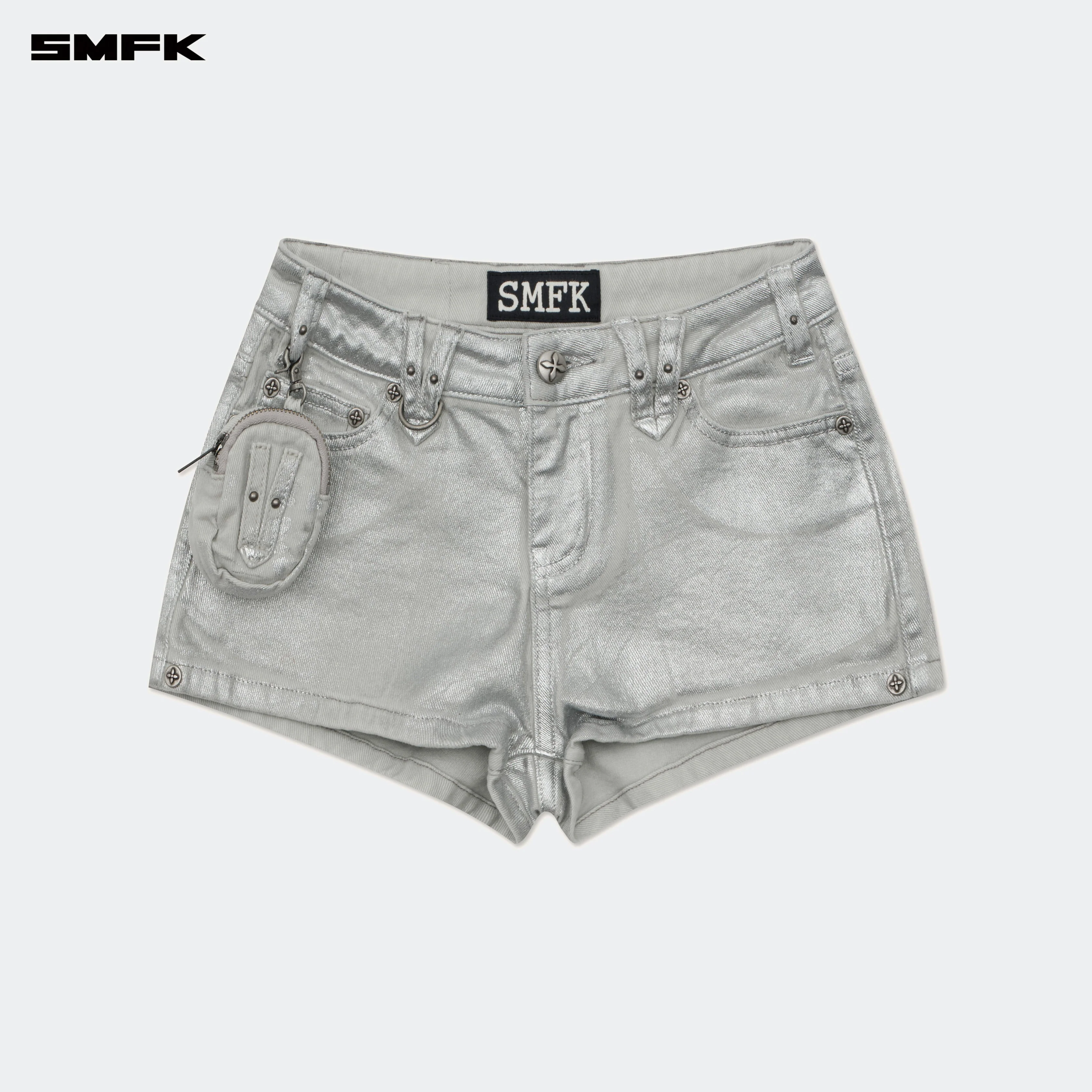 Compass Wild Tarpan Low-Waist Denim Shorts Silver - Image 5