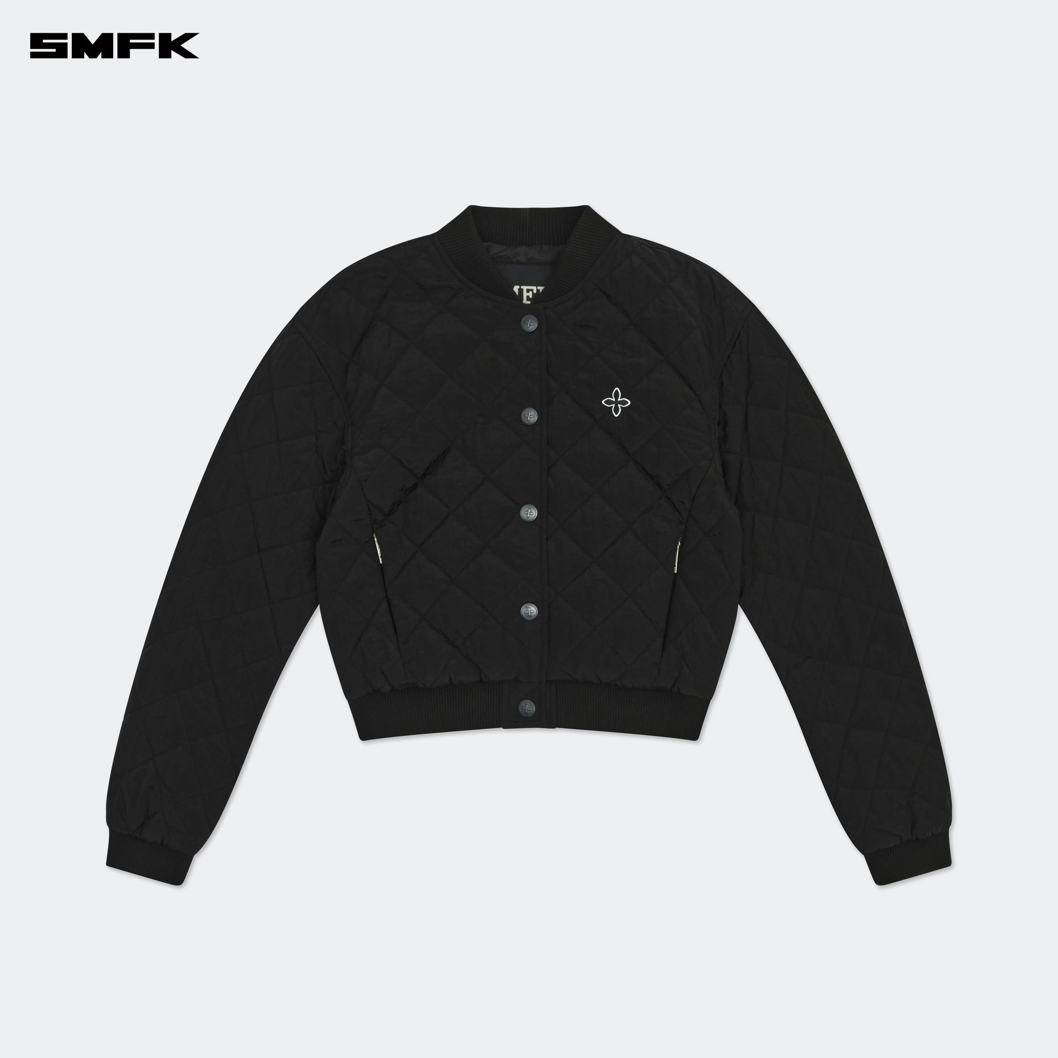 Compass Winter Badge Baseball Jacket In Black - Image 5