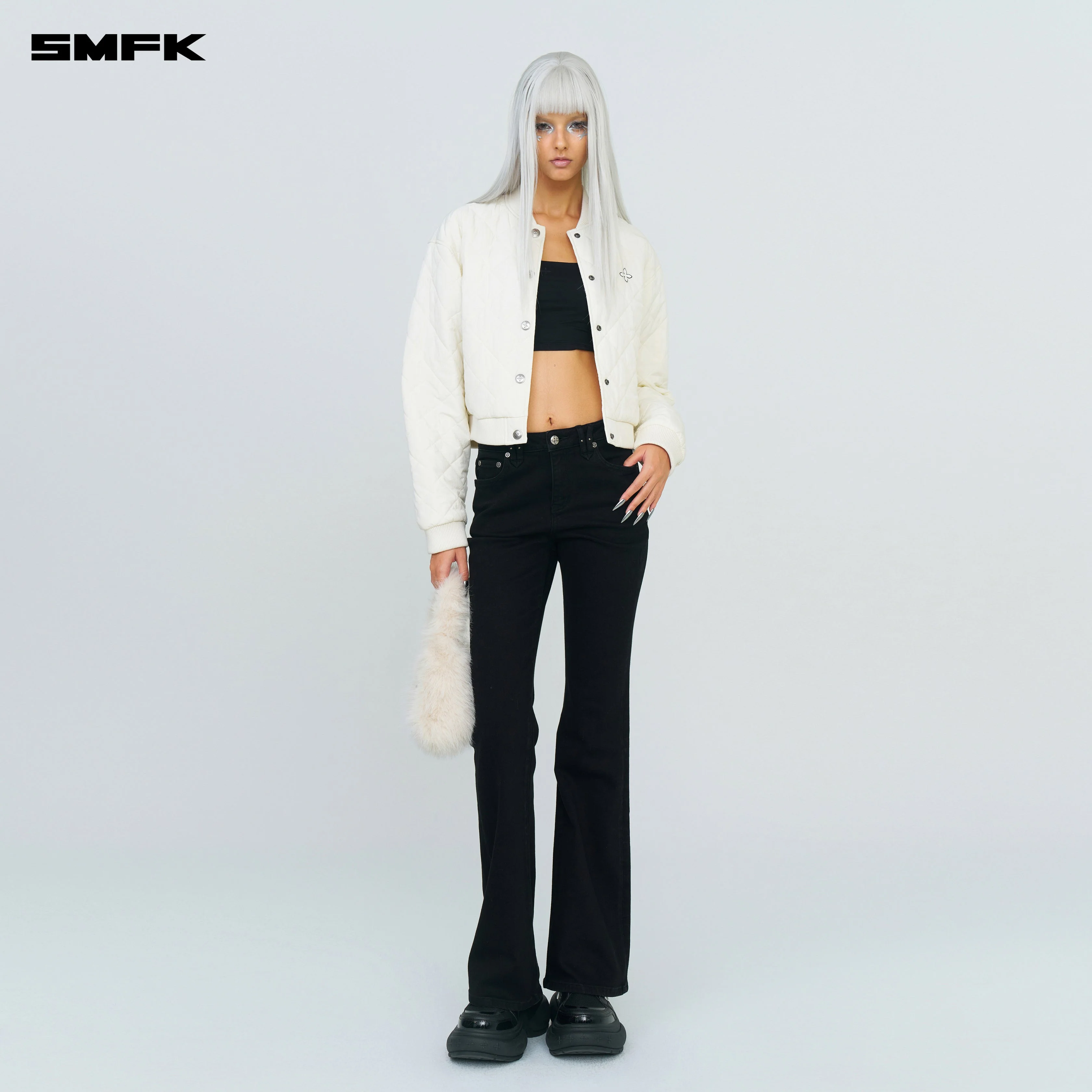 Compass Winter Badge Baseball Jacket In Cream - Image 4