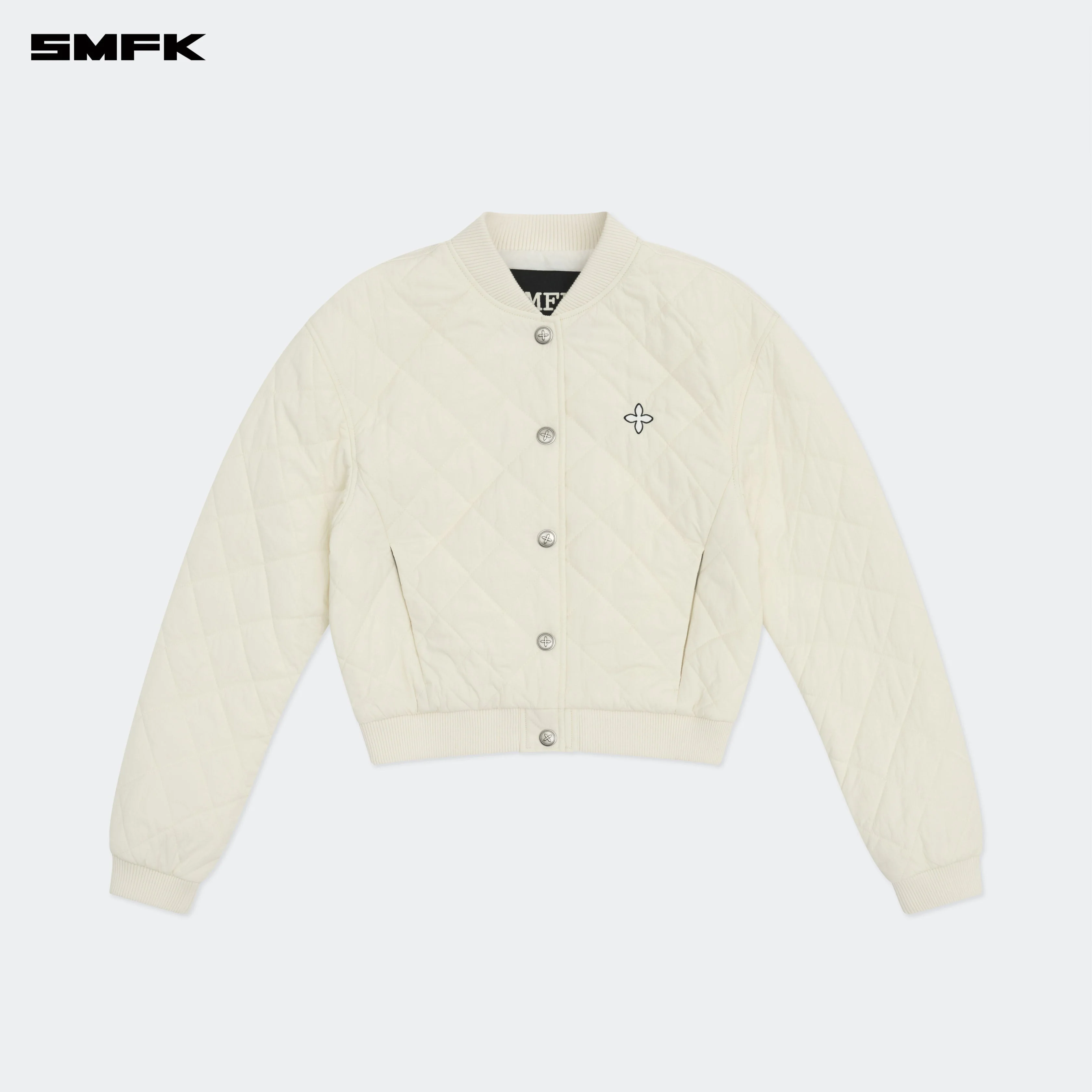 Compass Winter Badge Baseball Jacket In Cream - Image 5