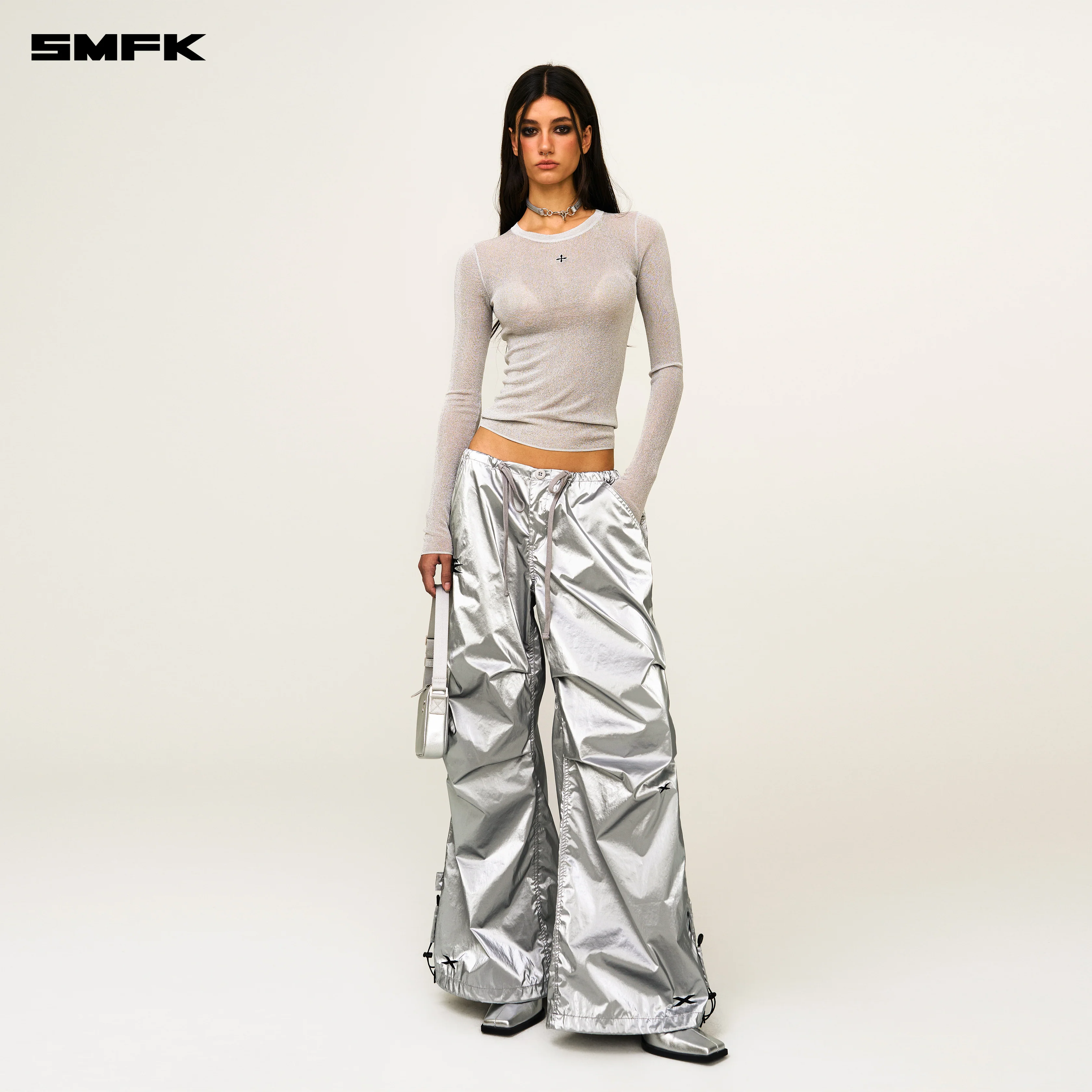 FUTURE Mirage Interstellar Tech Wide Leg Pants SIlver - Image 4