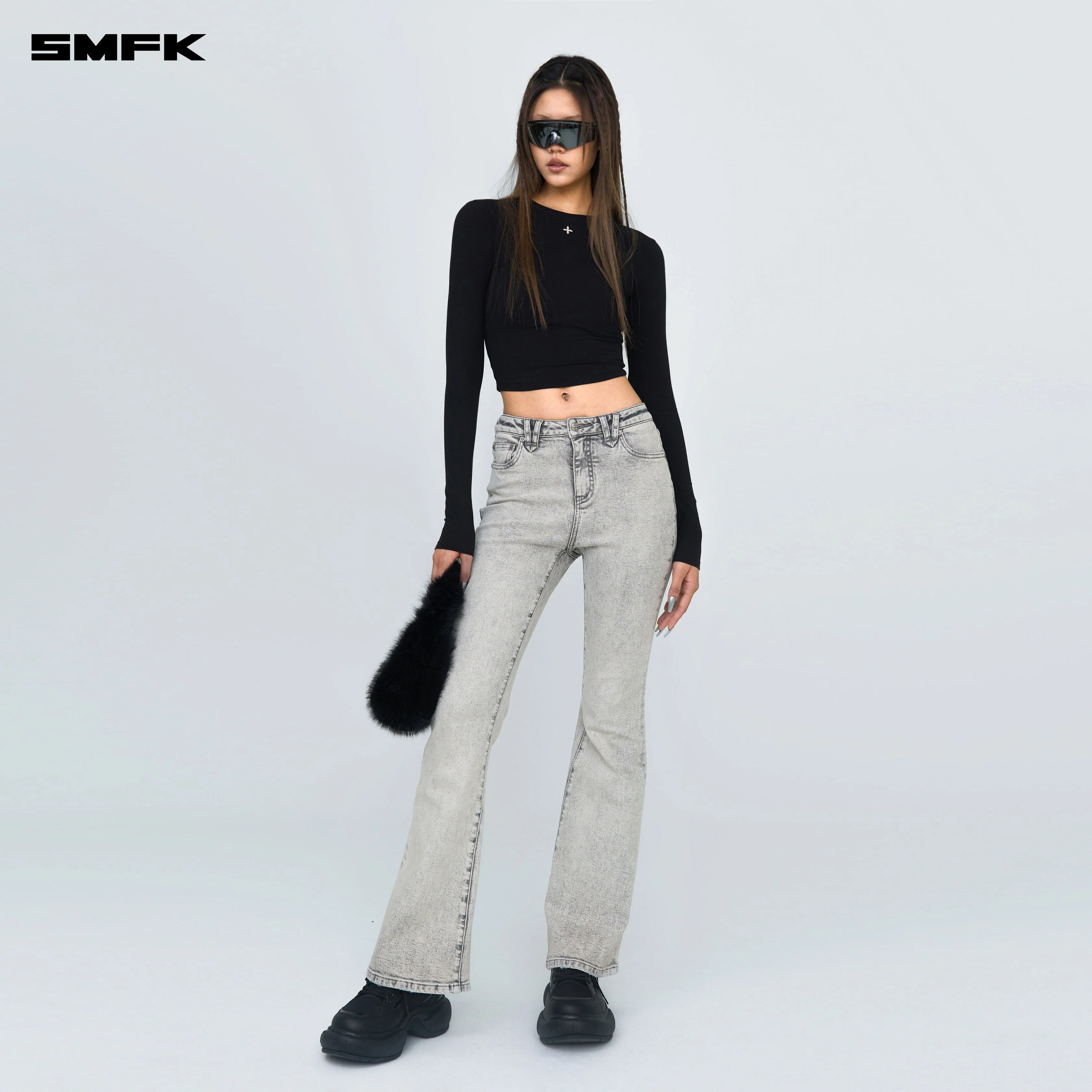 FUTURE Mirage Gray Nebula Stretch-flared Jeans - Image 4