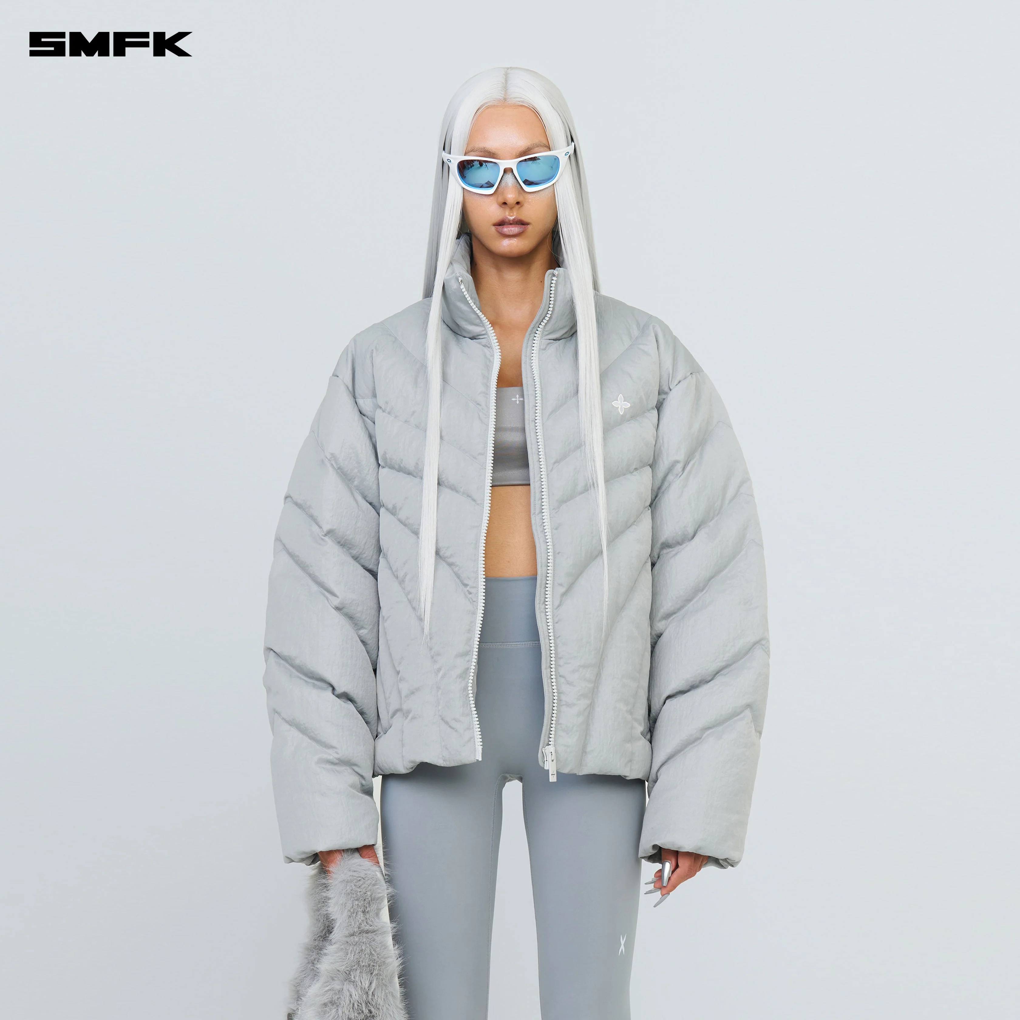FUTURE Storm Wide Down Puff Jacket In Silver