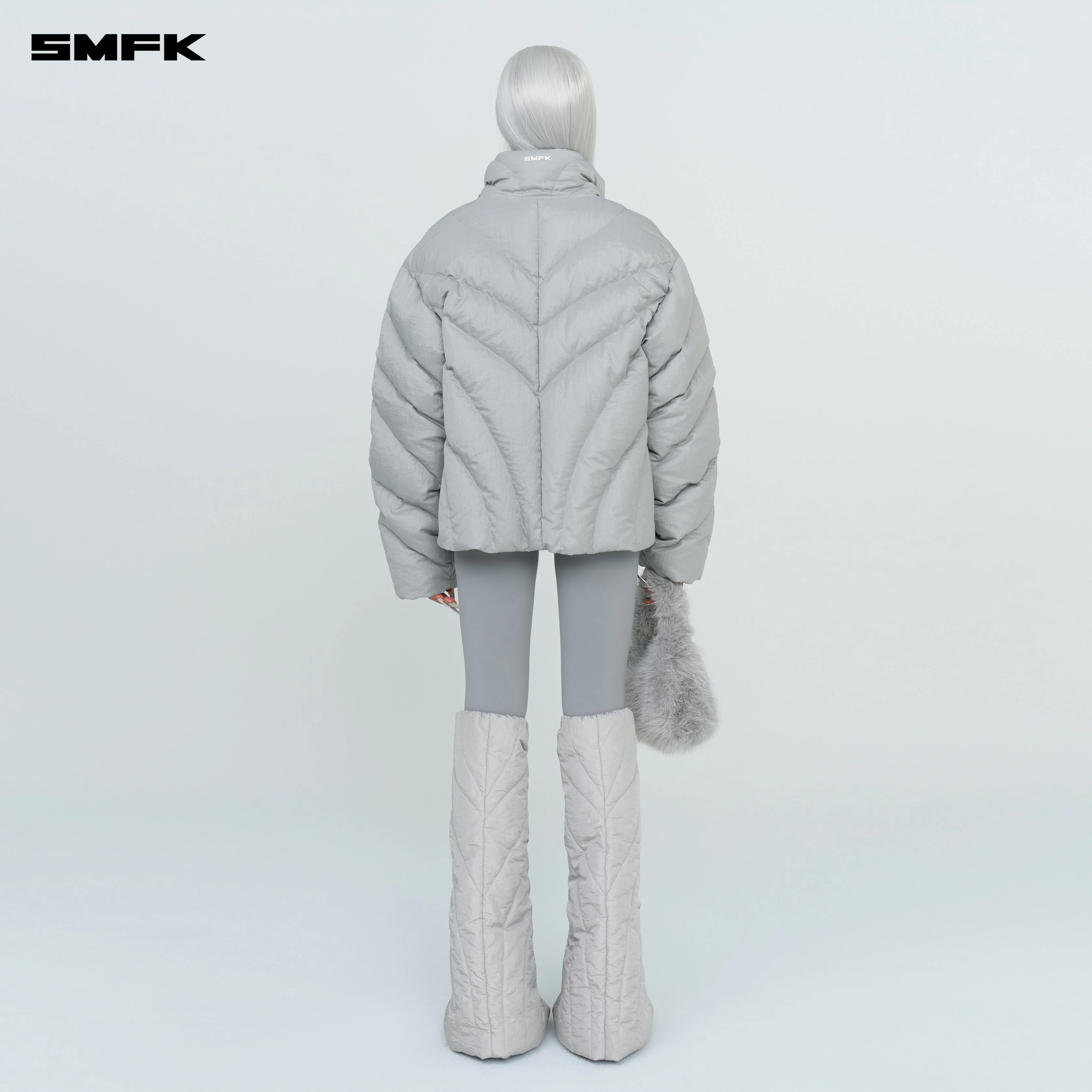 FUTURE Storm Wide Down Puff Jacket In Silver - Image 3