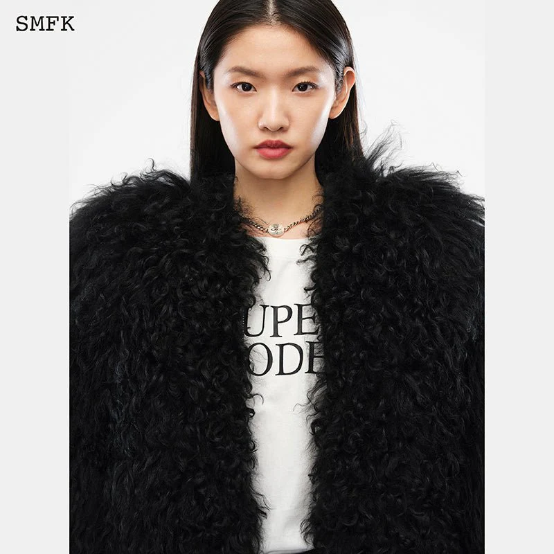 Gemini Fur Aviator Jacket Black - Image 4