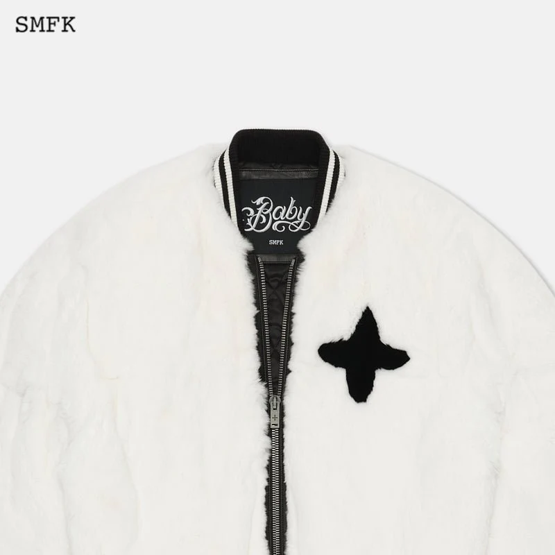 Gemini Fur Aviator Jacket White - Image 6