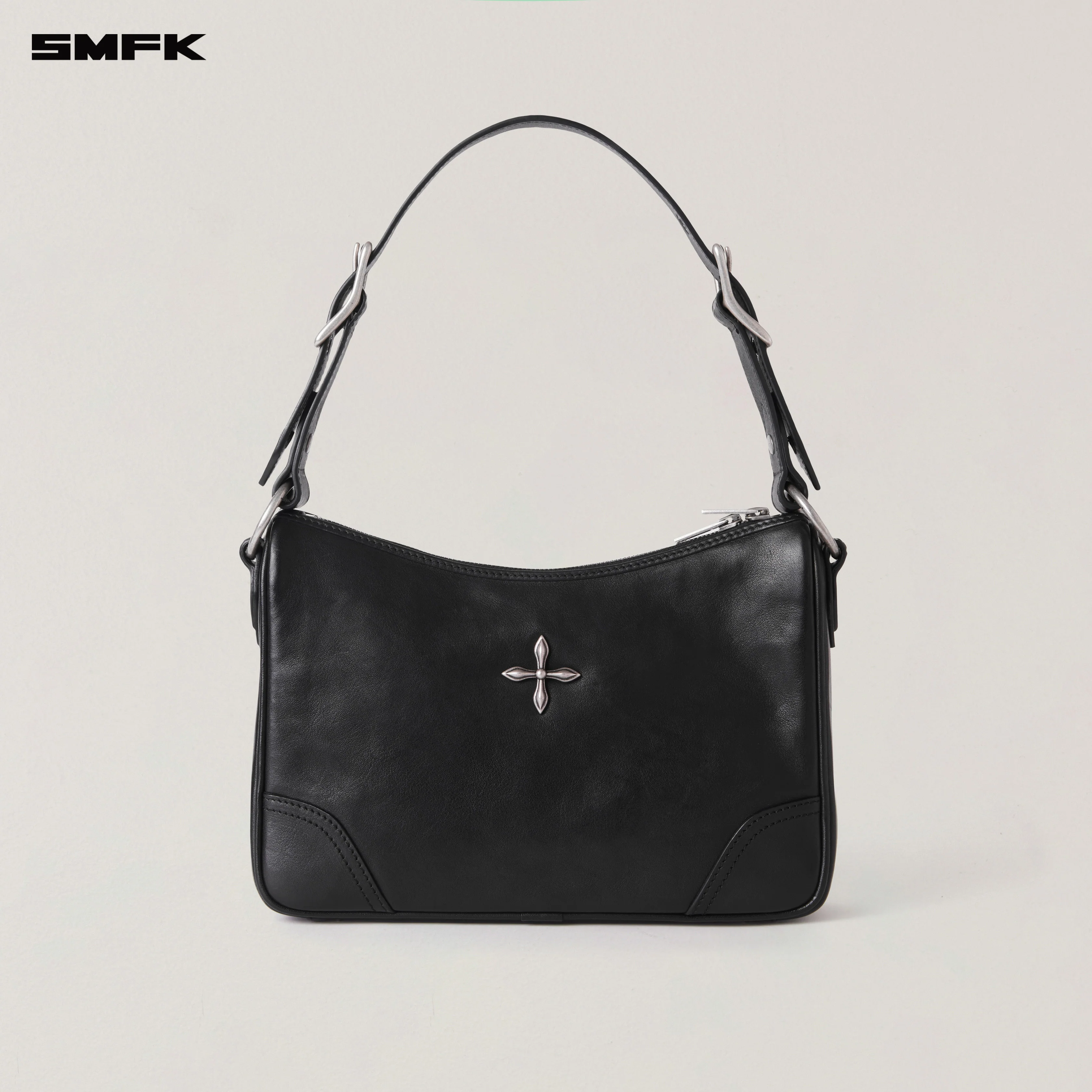 RAGE ORIGIN LEATHER SHOULDER BAG/MEDIUM WILD BLACK
