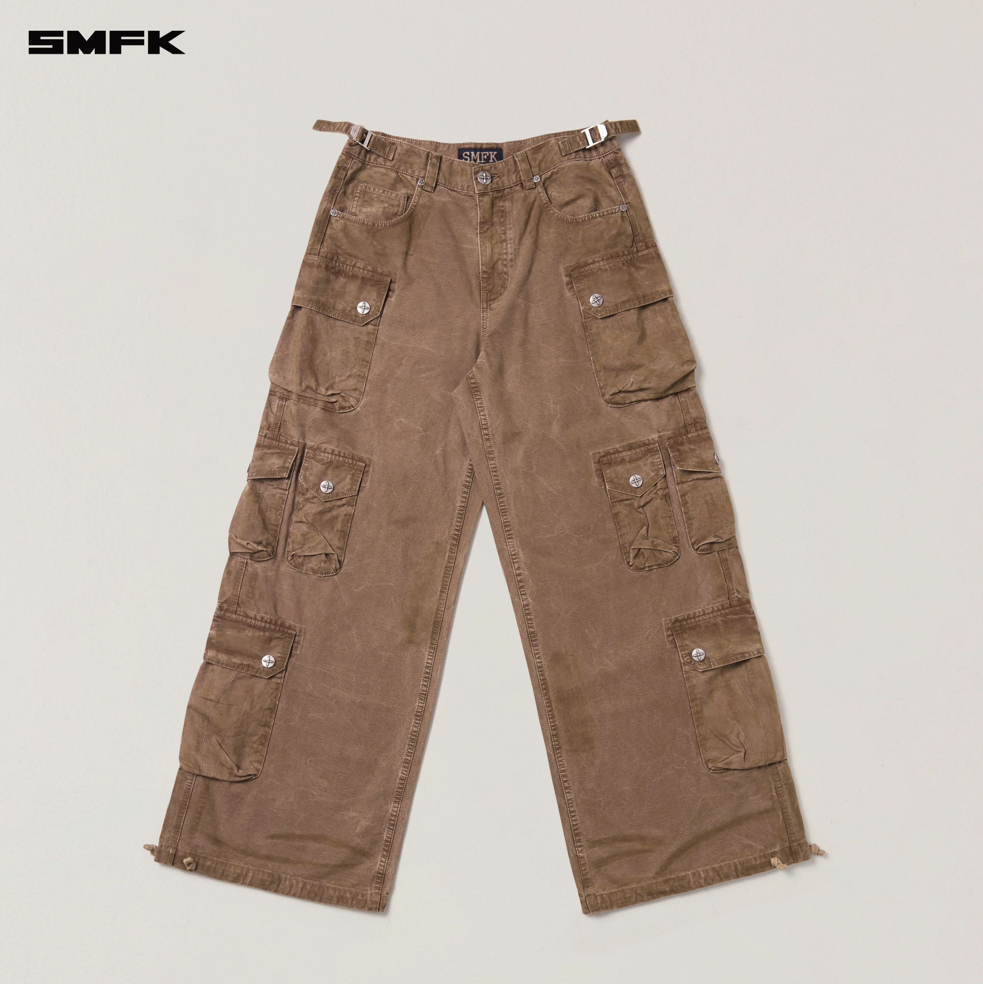 RAGE WILD ORIGIN HANDCRAFT DRIP DYED TOWER CARGO PANTS SHADOW BROWN - Image 6